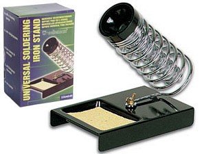 Velleman STAND40 Universal Soldering Iron Stand with Sponge Holder - Heat Resistant & Stable Base for Electronics Repair, DIY Projects, and Hobby Soldering