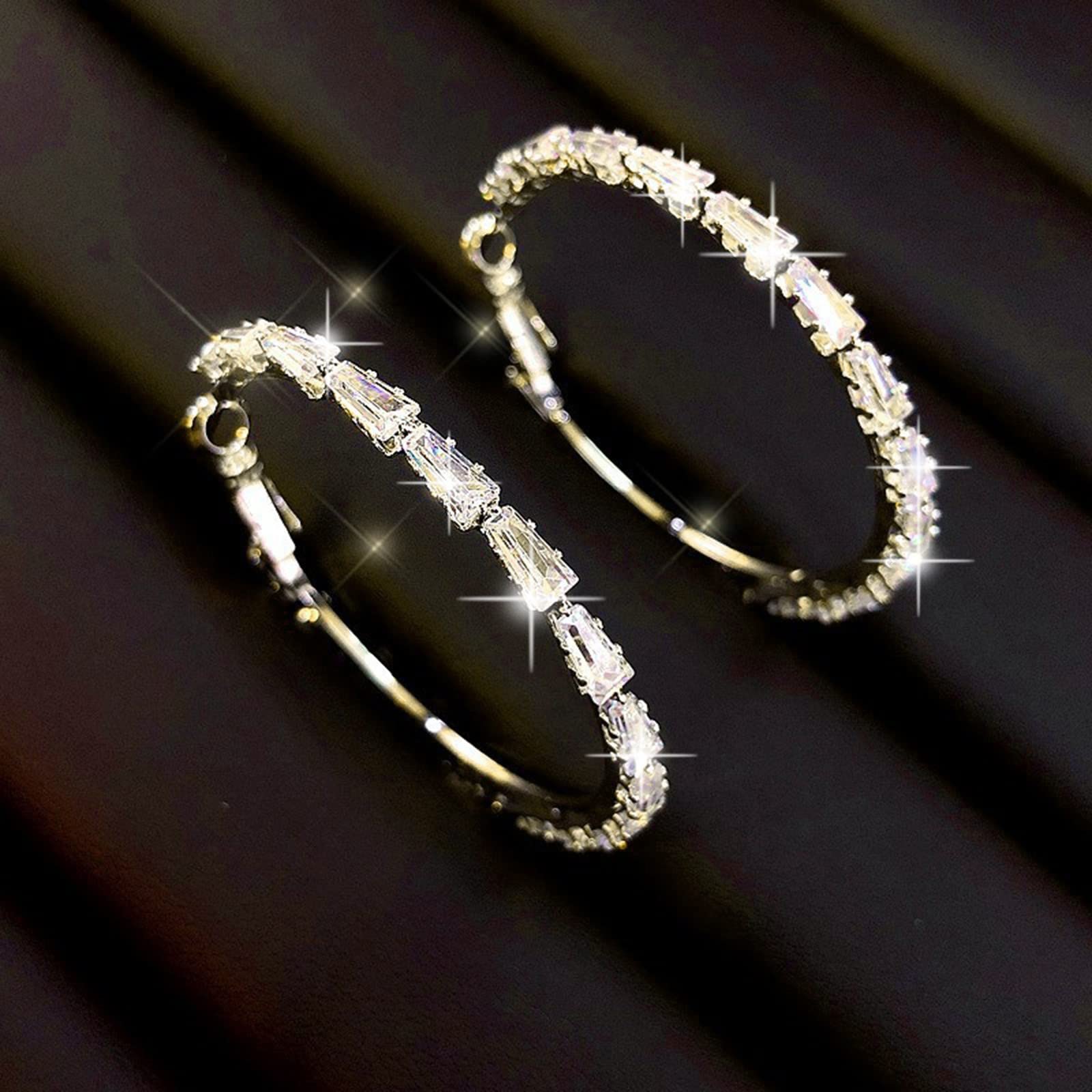 Big Hoop Earrings for Women - Bohemian Sparkle Rhinestone Wrapped Dangle Huggie Earrings | Christmas & Birthday Gift Idea | Perfect for Parties, Weddings & Date Nights