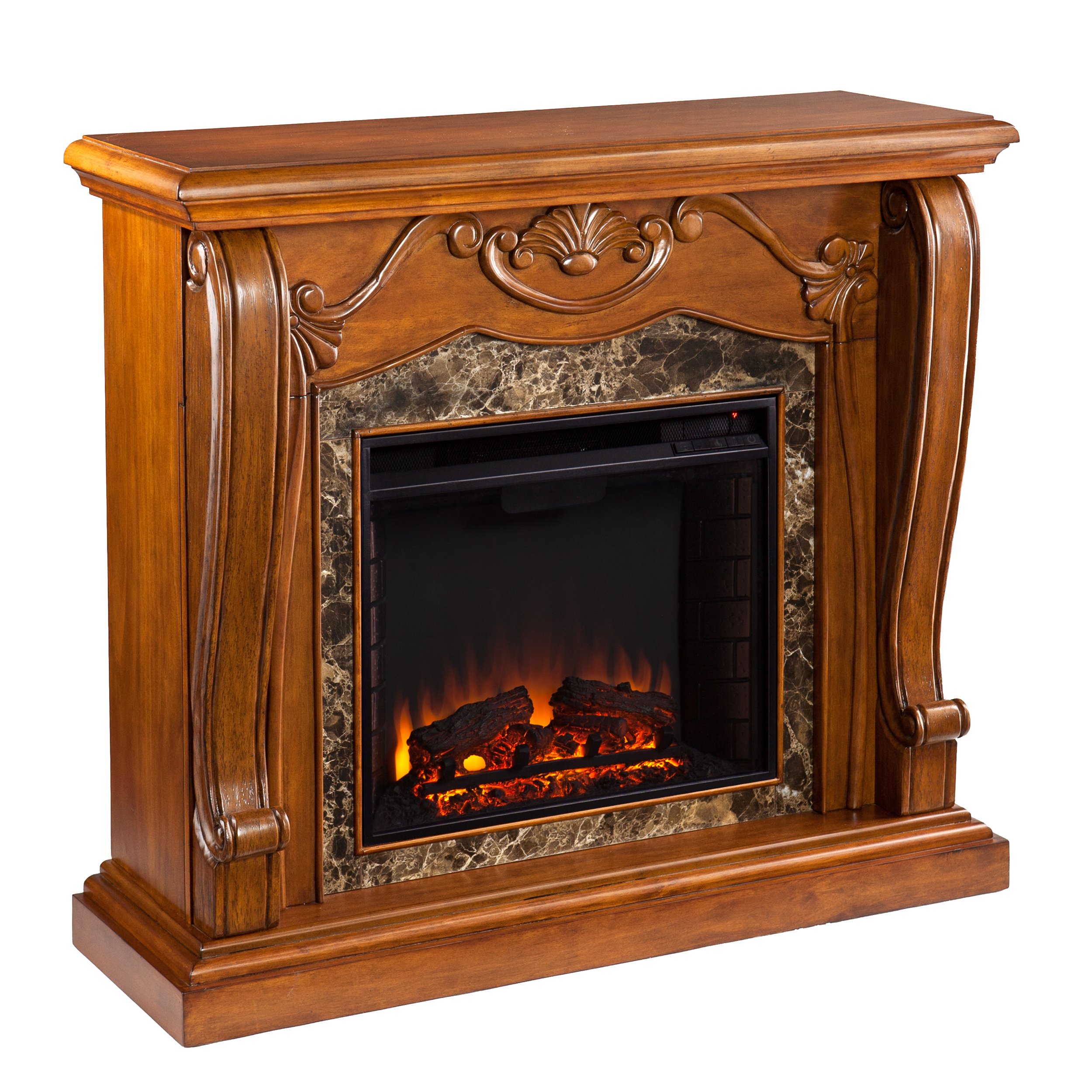 Cardona Electric Fireplace Heater - Realistic Walnut Finish, 1500W, Remote Control - Perfect for Living Room, Bedroom & Office Warmth