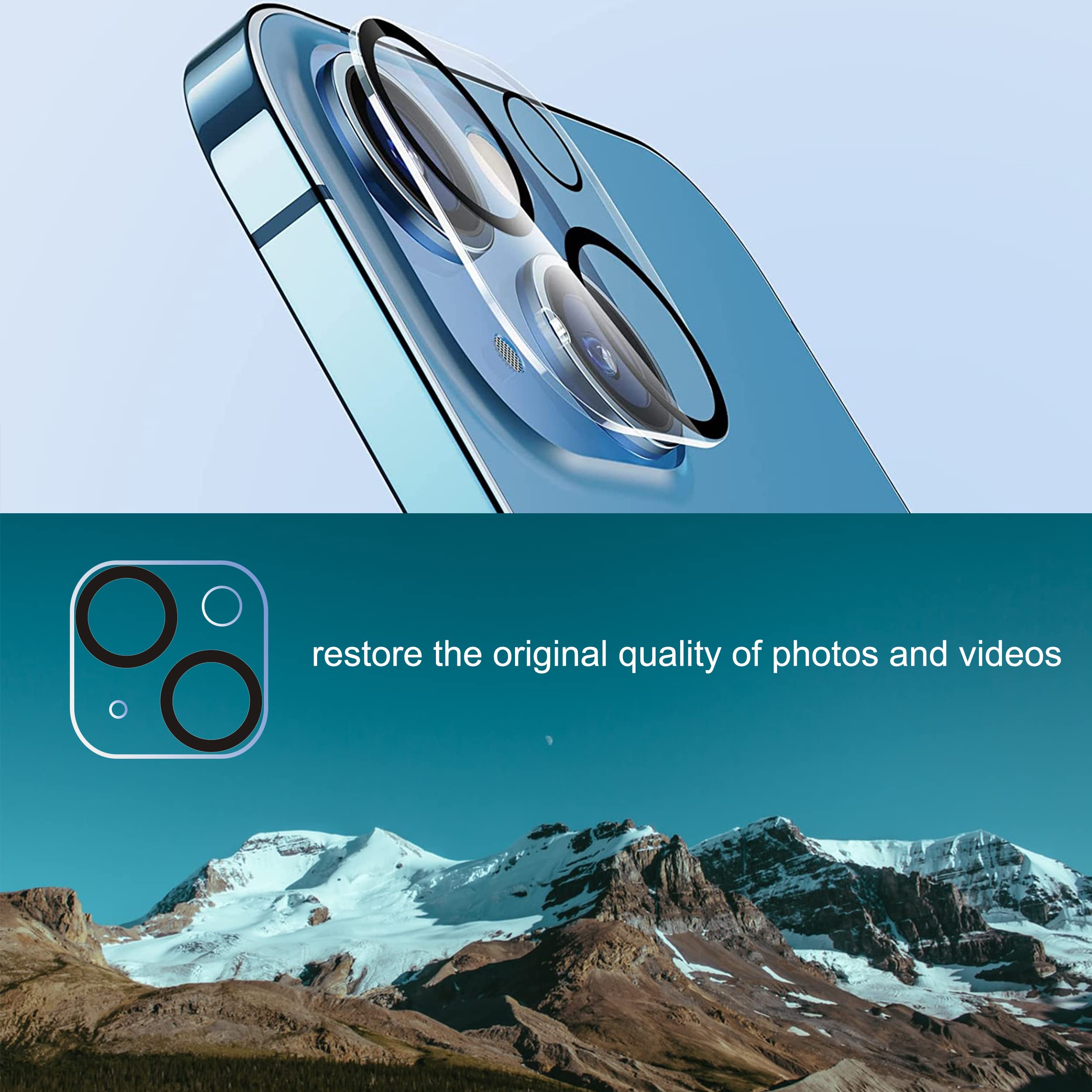 Ailun 3 Pack Tempered Glass Camera Lens Protector for iPhone 15/14 & iPhone 15 Plus/14 Plus - 9H Hardness, Ultra HD, Anti-Scratch, Case Friendly - Perfect for Night Photography, Outdoor Adventures & Daily Protection