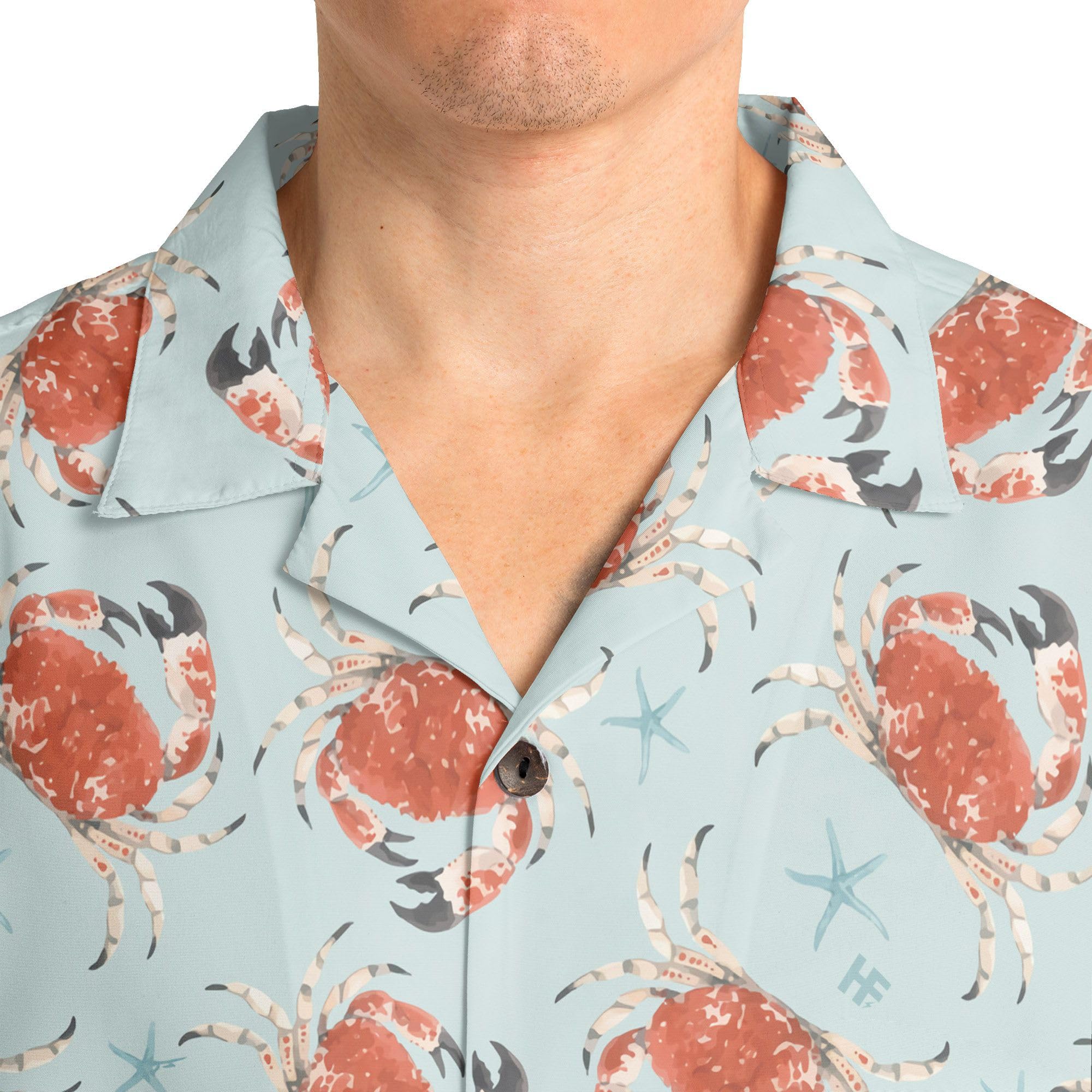 HYPERFAVOR Crab Hawaiian Shirts for Men & Women - Short Sleeve Button Down Crab Print Shirt - Perfect Gift for Crab Lovers - Ideal for Beach Parties, Summer Vacations & Tropical Getaways