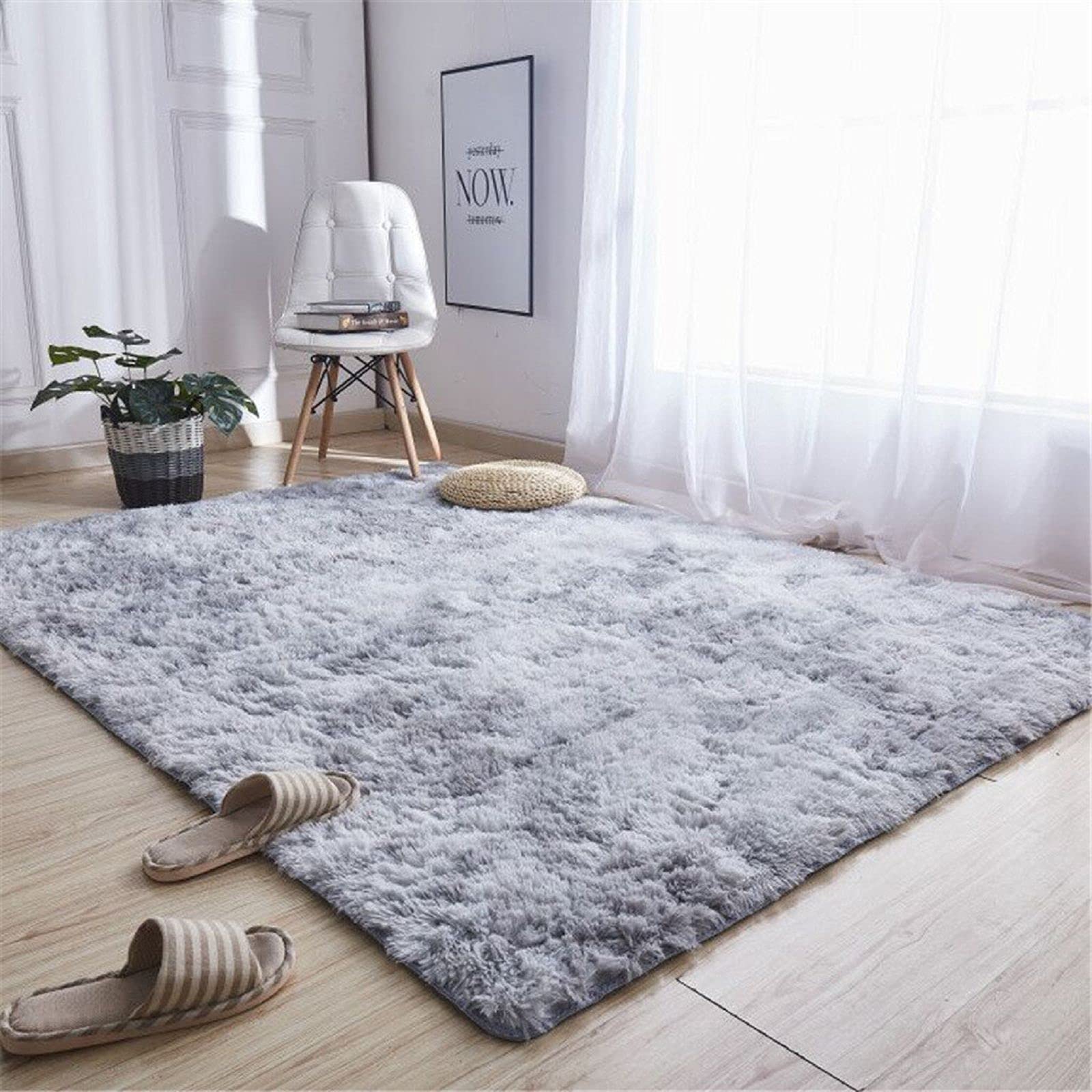 Ultra Soft Fluffy Shag Rug - Non-Slip Faux Fur Area Carpet for Living Room, Bedroom, Nursery & Kids Room - Modern Home Decor (50x200cm, Gray) | Cozy Floor Mat for Family Rooms, Play Areas & Pet-Friendly Spaces