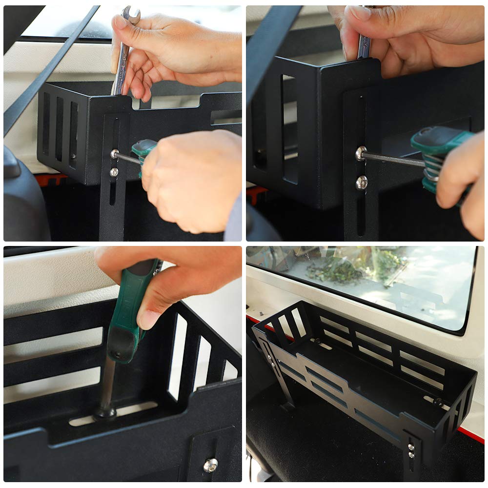 RT-TCZ Black Aluminum Alloy Rear Trunk Molle Panel & Side Cargo Rack Storage Basket for 2007-2024 Jeep Wrangler JK JL 4-Door | Heavy-Duty Vehicle Organizer Accessories | Perfect for Off-Road Adventures & Camping Gear Storage