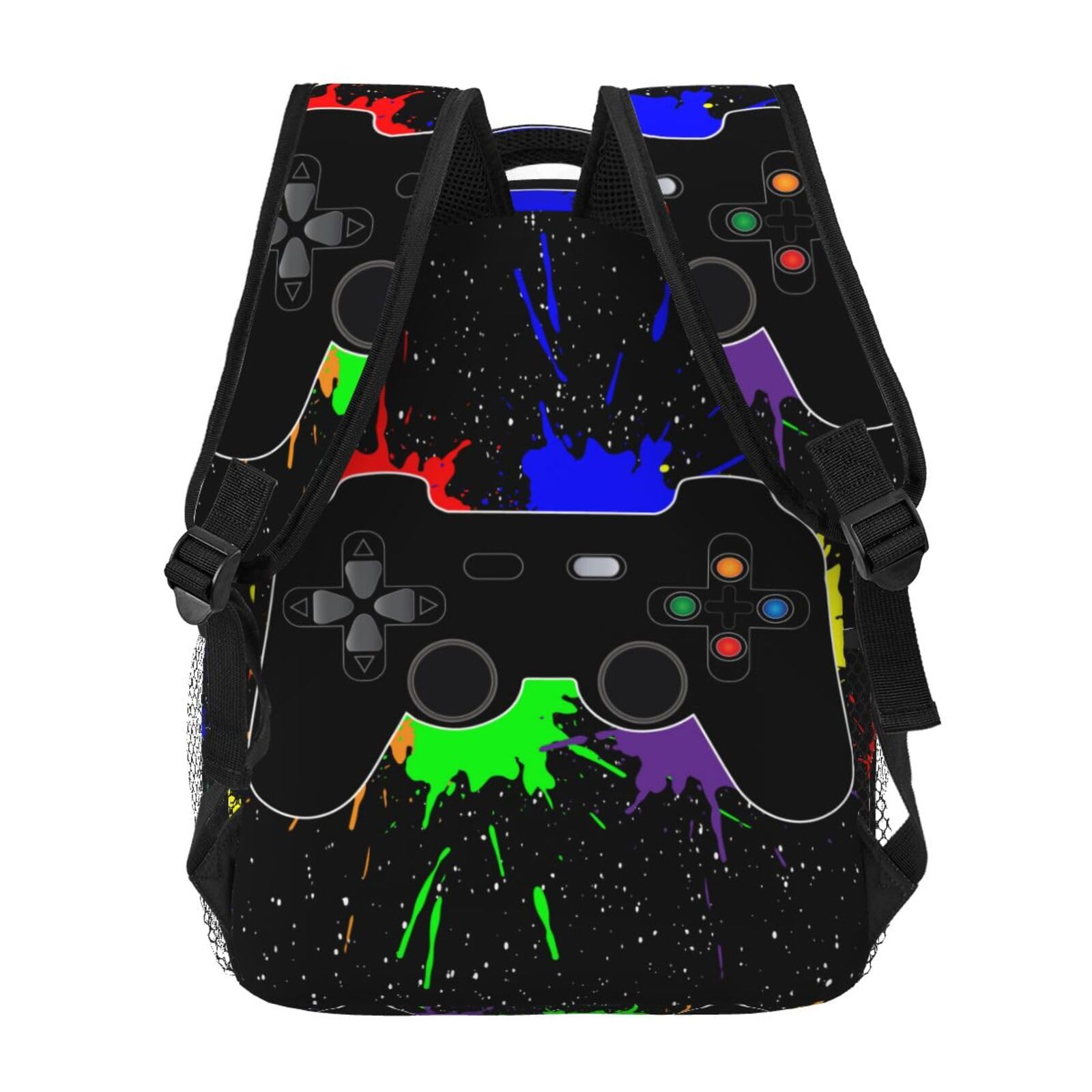 Waterproof Video Game Joystick Design Backpack - School Laptop Bag for Students, Teens & Kids - Durable Bookbag for Travel, Sports & Work - Perfect for School, Gaming Conventions & Outdoor Adventures