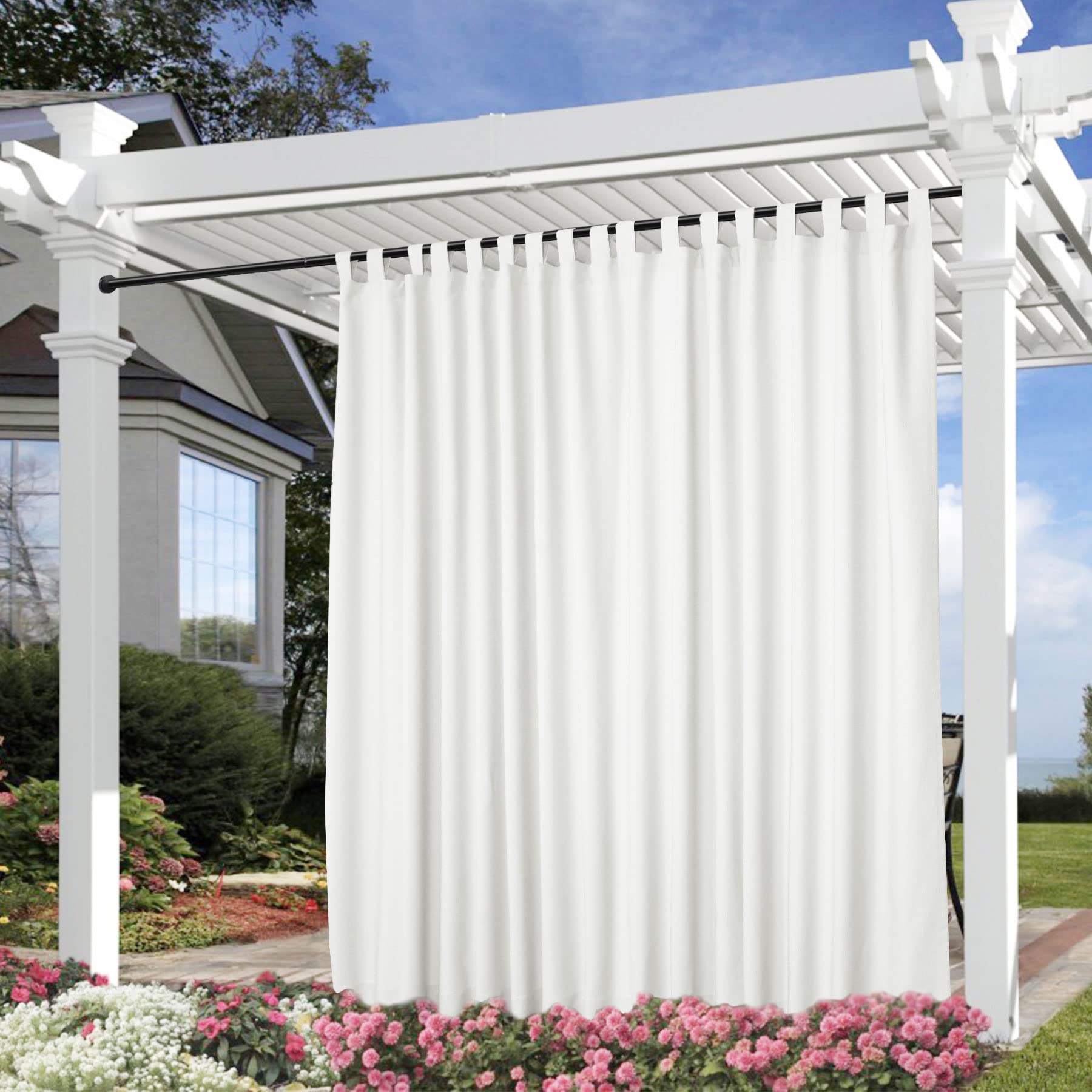 Waterproof Extra Wide Outdoor Curtains for Patio - 200W x 84L Inch Burlap Privacy Drapes with Rope Tiebacks | UV Resistant, Weatherproof Window Treatment for Indoor & Outdoor Use | Perfect for Porch, Deck, Pergola and Sunroom Protection