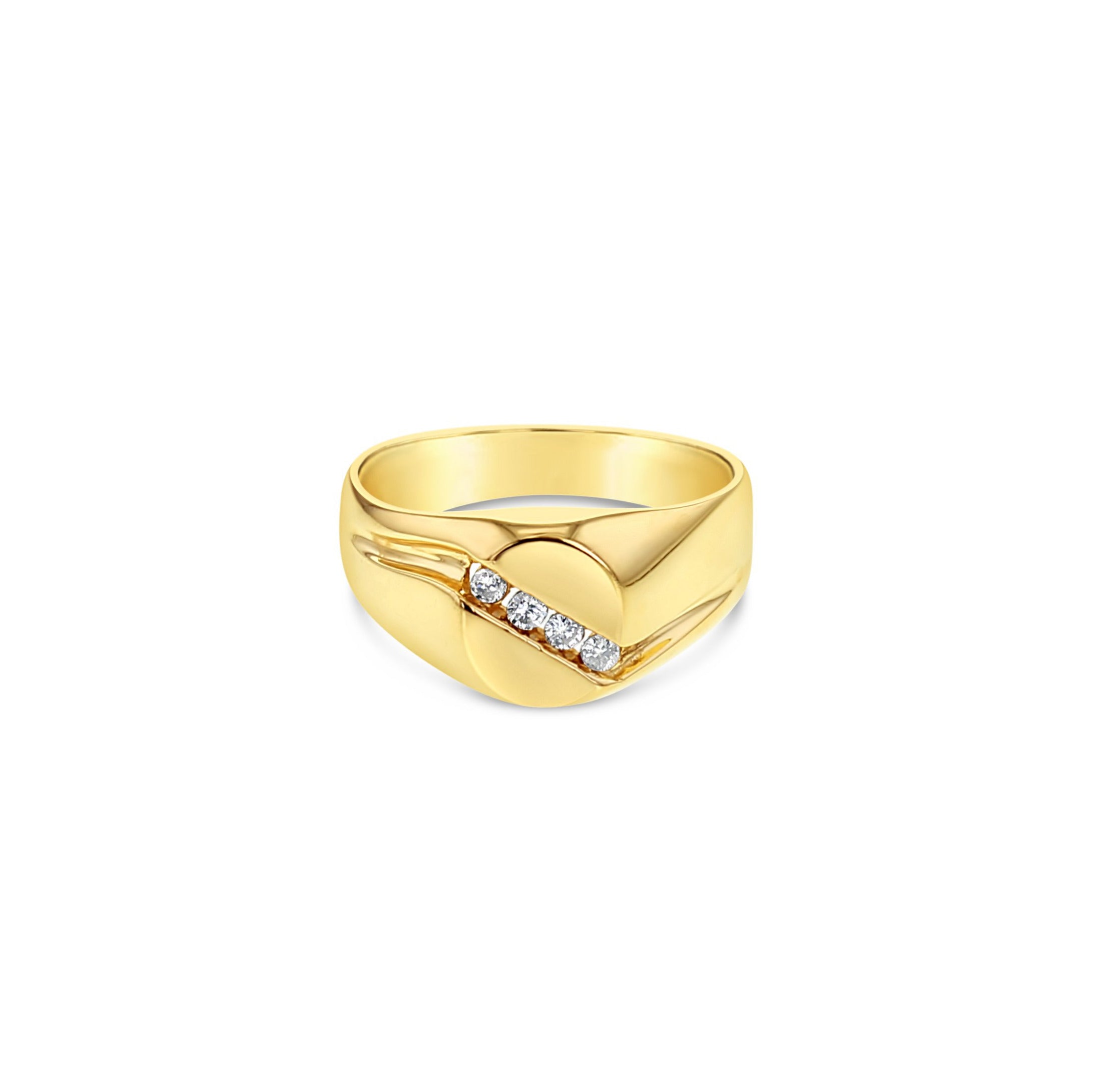 14K Yellow Gold Diagonal Diamond Wedding Ring - 0.10cttw, Elegant Bridal Jewelry for Engagement, Anniversary & Special Occasions