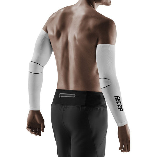 CEP Arm Sleeves for Men & Women - Compression Sleeves for Sports, Running, Basketball & Gym (White/Black) - Improve Performance & Recovery
