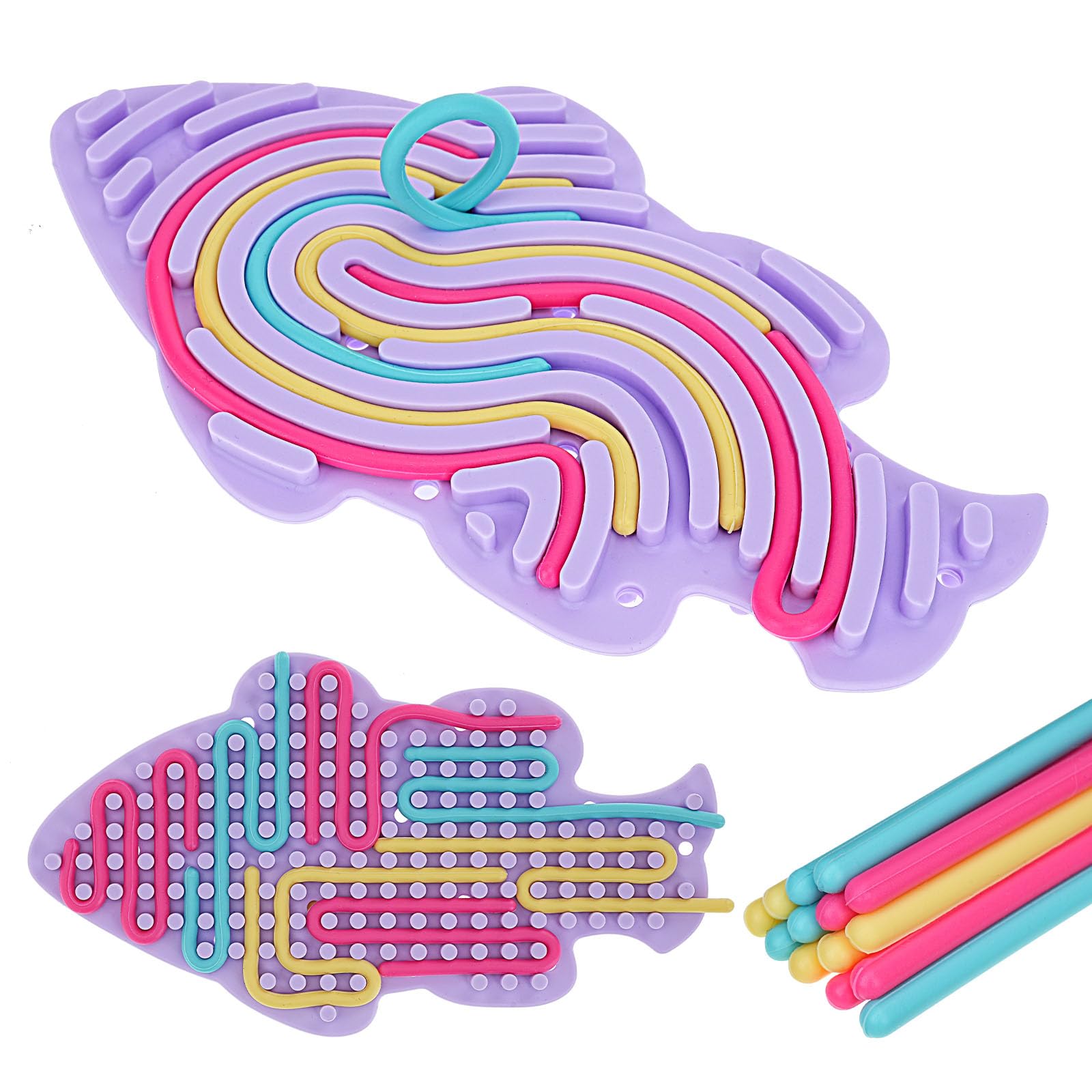 Double-Sided Silicone Sensory Activity Board for Kids - Fine Motor Skills Development Toy, Anxiety & Stress Relief, Portable Travel Busy Board (Fish Design) - Perfect for Home, Classroom & Travel Use