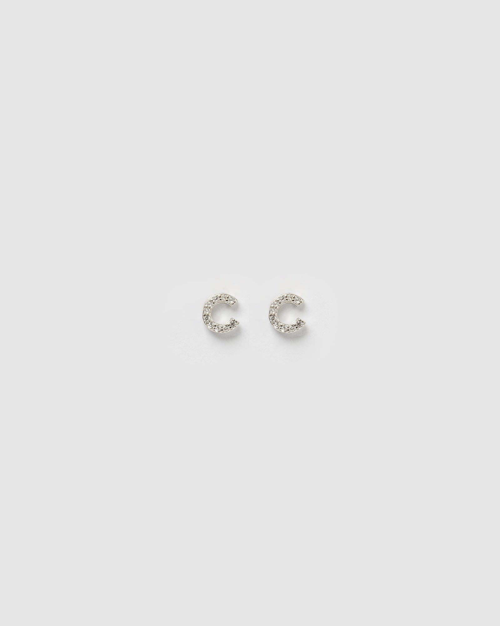 Izoa Silver Alphabet Mini Letter C Stud Earrings - Perfect for Gifts, Initial Jewelry & Everyday Wear
