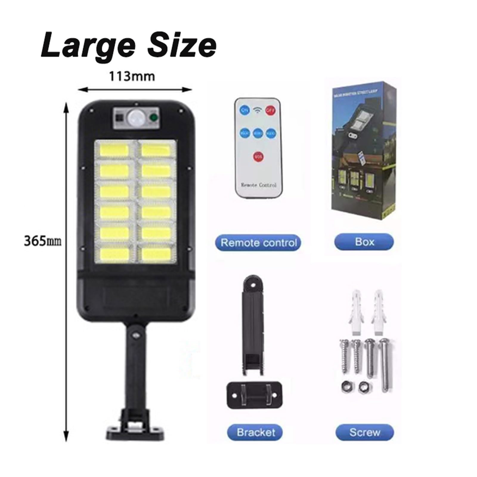 Solar Powered Outdoor Lights - Waterproof Motion Sensor Solar Street Lamp with 3 Light Modes & Remote Control for Garden, Patio, Pathway - 180° Wide Angle COB Lighting (Perfect for Landscape, Driveway & Backyard Security)