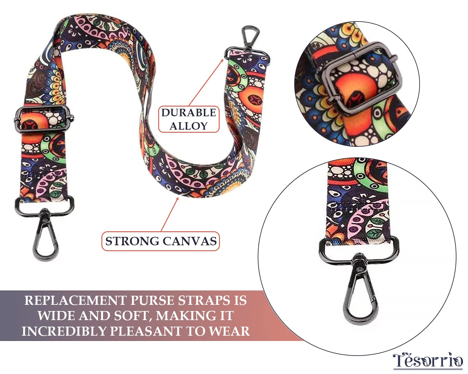 Premium Guitar Strap for Crossbody Bags - Durable Replacement Handbag Straps for Guitars & Purses | Perfect for Music Lovers, Performers & Fashion Accessories - Use as Guitar Strap, Purse Strap or Stylish Crossbody Bag Accessory