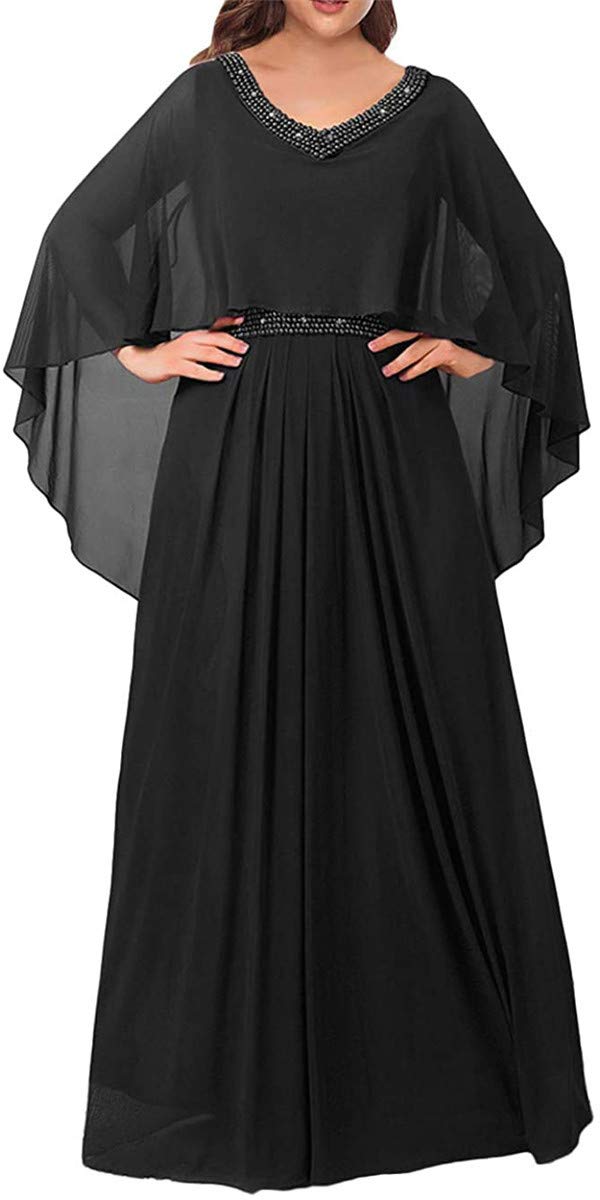 Elegant Chiffon Mother of the Bride Dress with Beaded Shawl - Formal Wedding Gown for Evening Ceremonies & Special Occasions