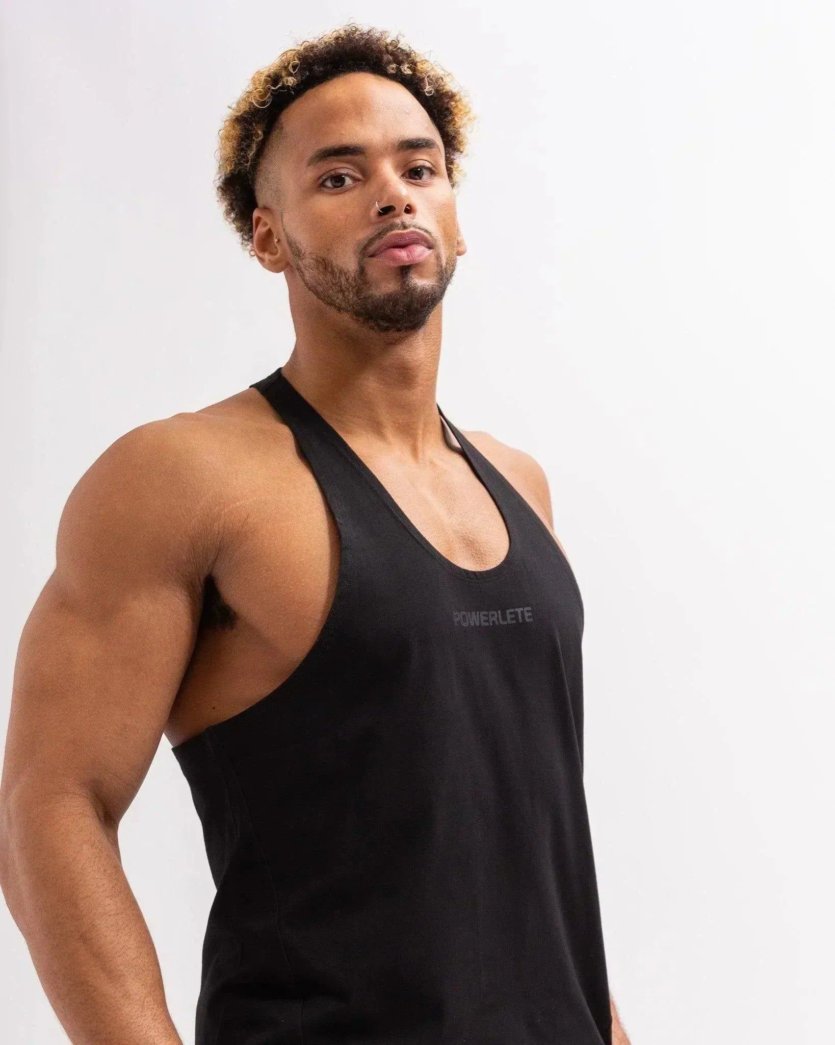 Powerlete Evolve Men's Workout Vest - Black | Lightweight & Breathable for Running, Gym & Outdoor Training