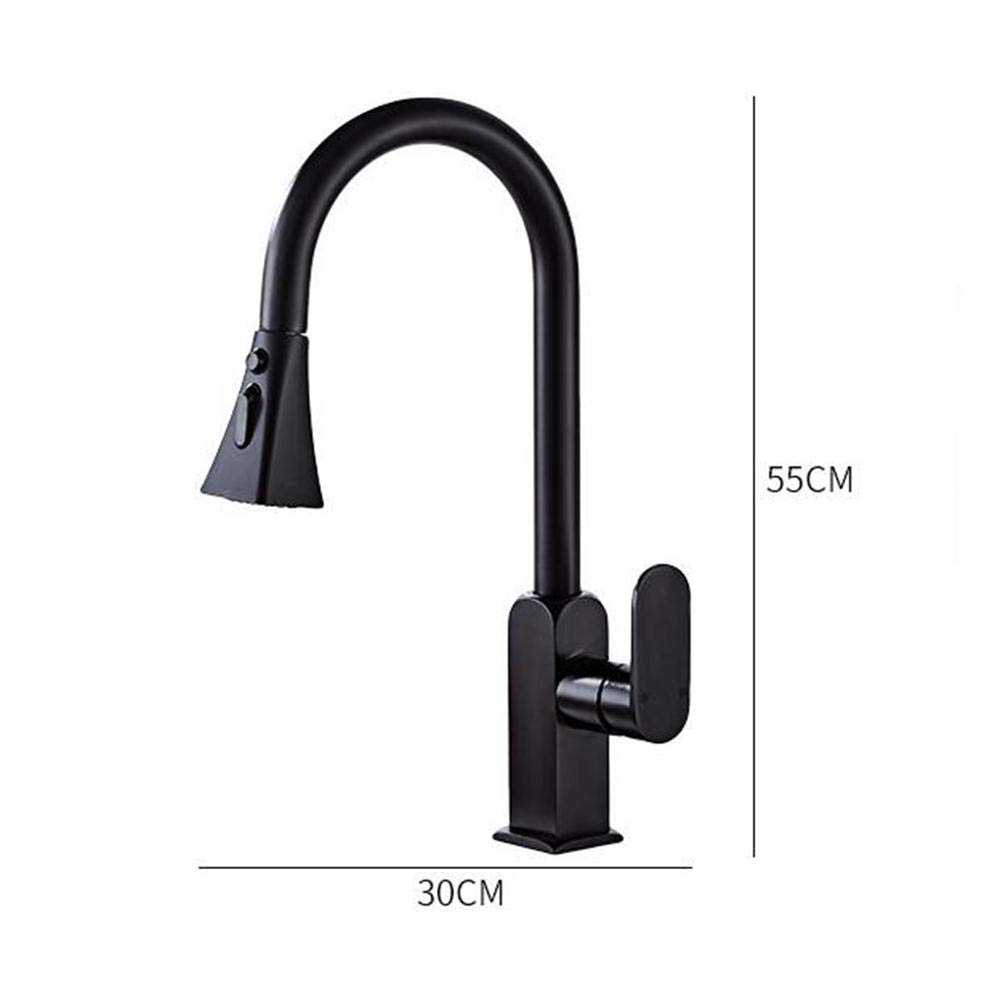 Black Kitchen Faucet with Pull Down Sprayer - 360° Swivel, Hot & Cold Water, Telescopic Design - Perfect for Modern Sinks, Dishwashing, and Food Prep