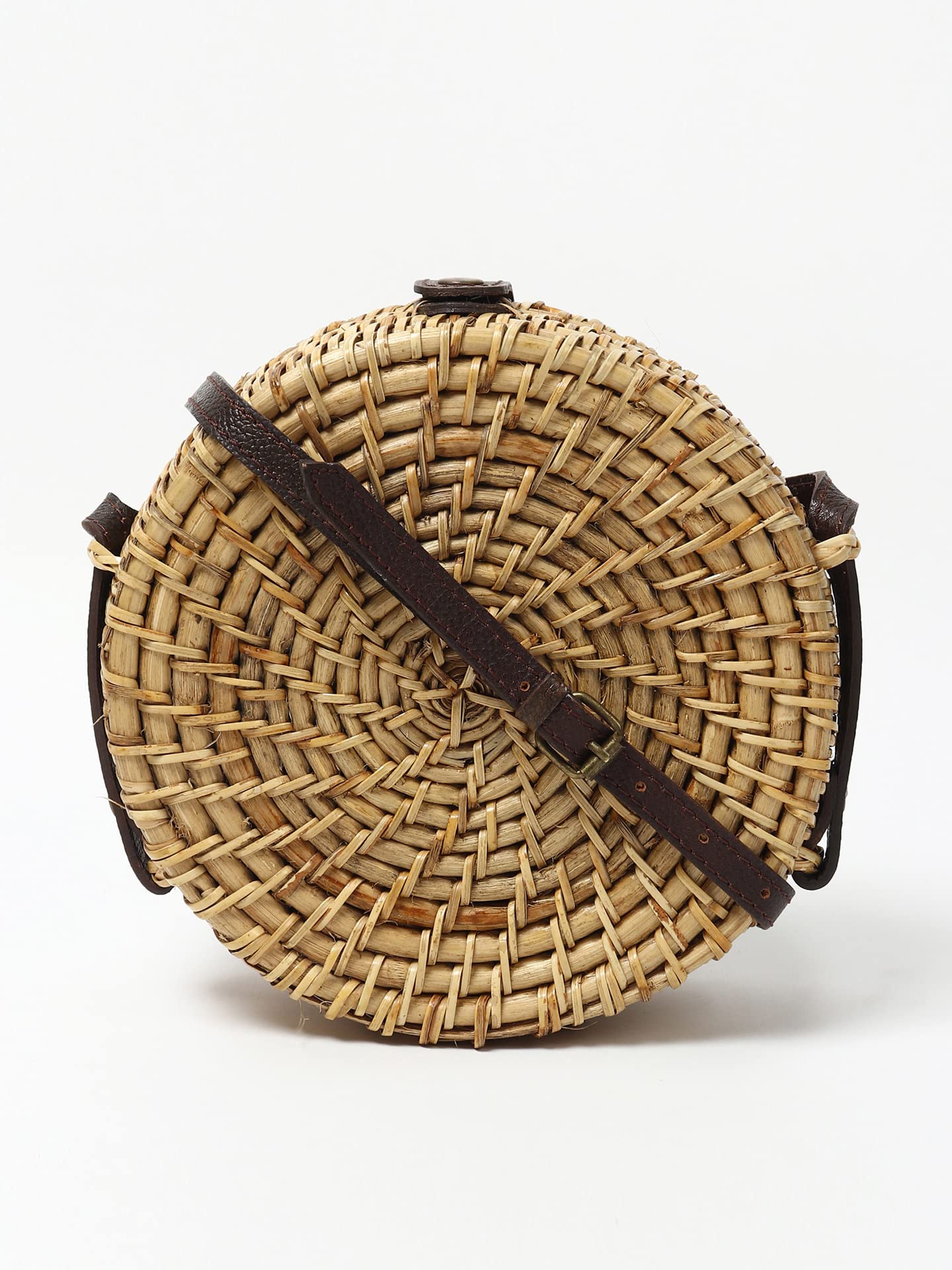 Habere India Handmade Rattan Sling Bag - Stylish Round Cane Beach Tote Bag for Women | Perfect for Vacation, Shopping & Boho Fashion Accessory