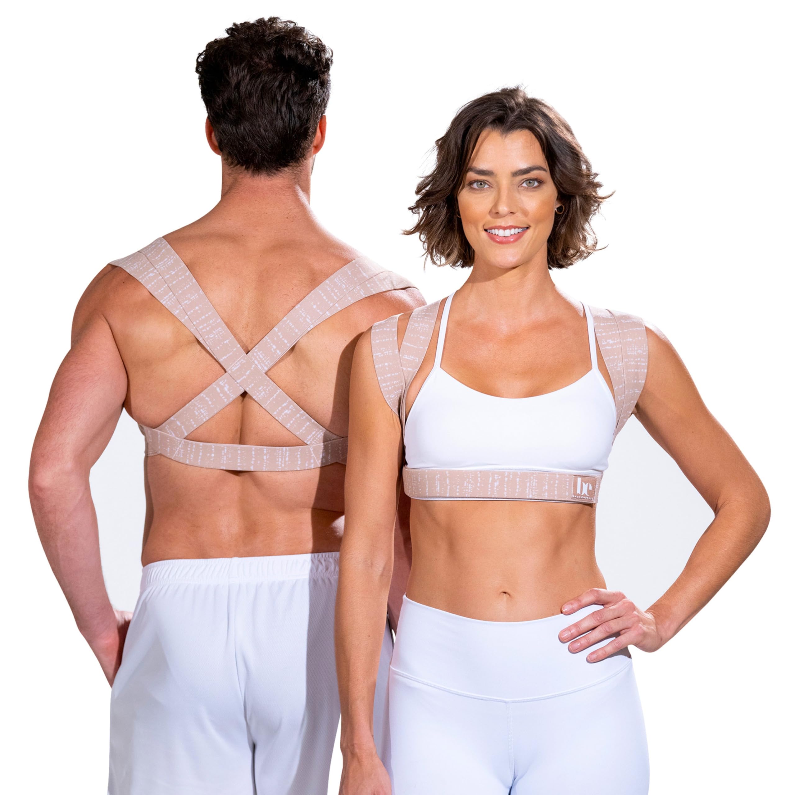 Posture Corrector for Women & Men - Adjustable Back & Shoulder Brace - Pain Relief Support - Made in USA - Sand Drizzle M/L - Perfect for Office Work, Driving & Daily Comfort