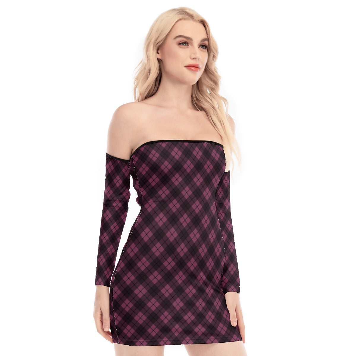 Elegant Berry Print Off Shoulder Back Lace Up Summer Dress - Perfect for Beach Vacations, Date Nights & Cocktail Parties