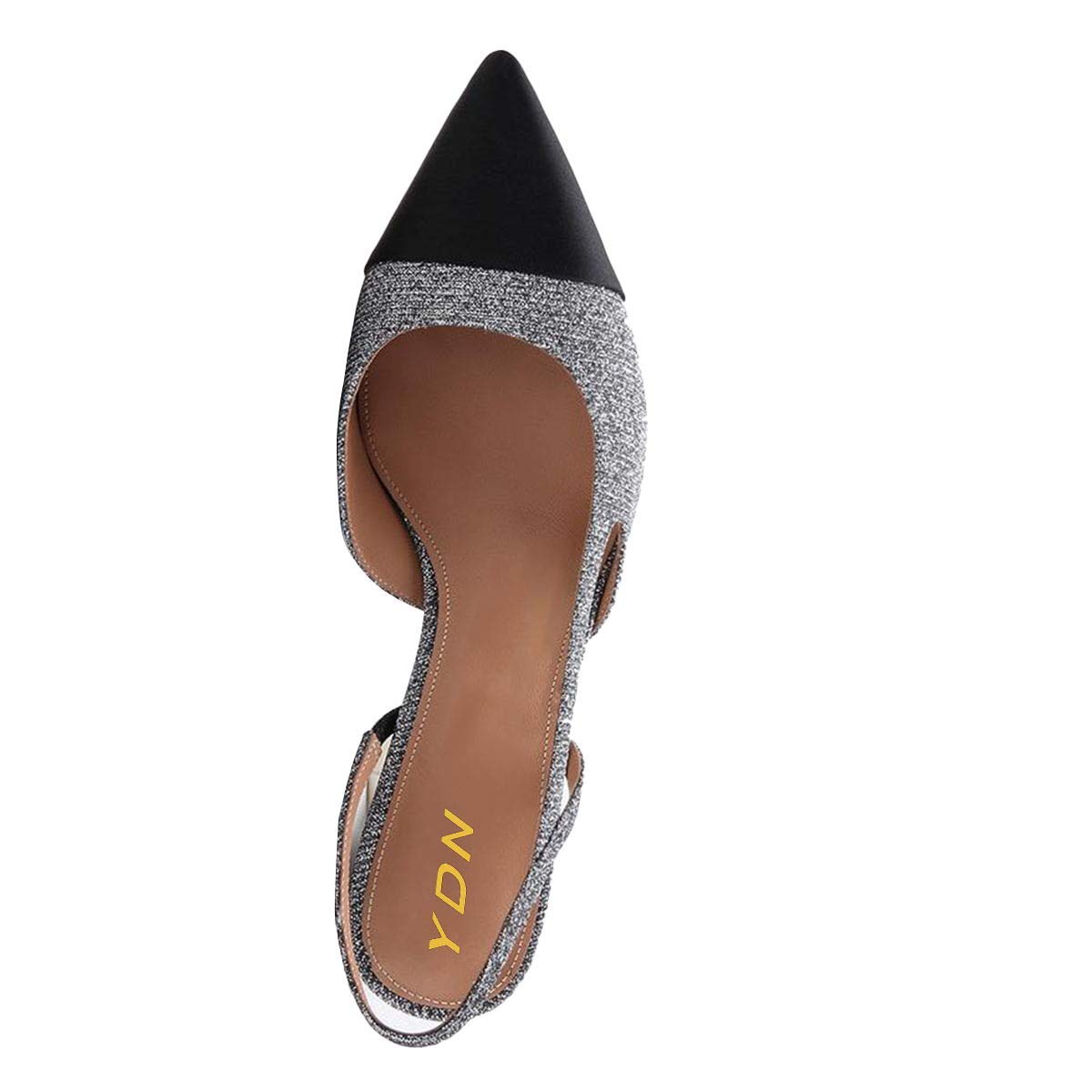 YDN Women's Chunky Mid Heel Slingback Pumps - Pointed Toe Slide Sandals for Work, Office & Formal Events - Comfortable Dress Shoes for Weddings, Parties & Business Occasions