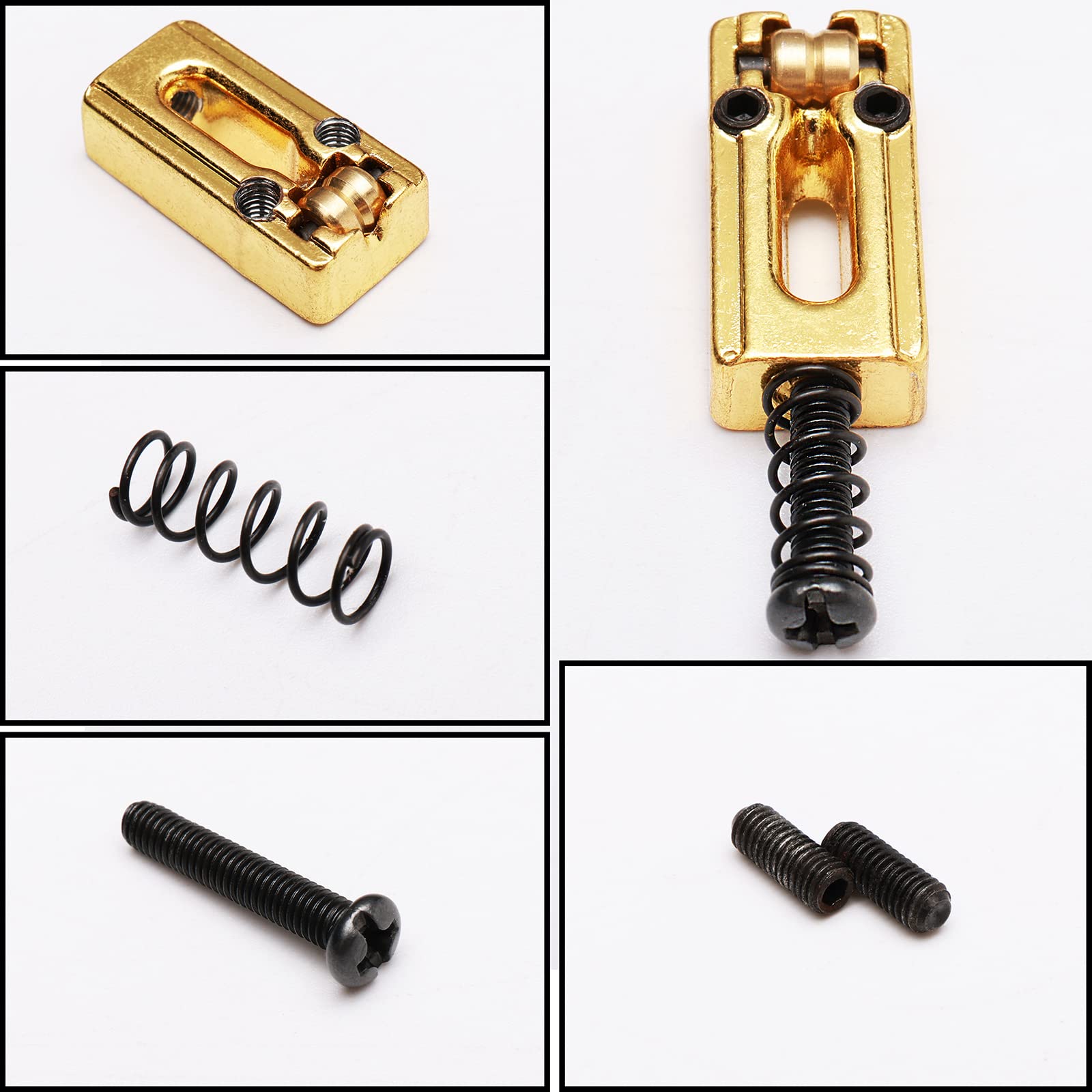 6-Piece Gold Roller Ball Bridge Saddles for Fender Strat & Tele Electric Guitars - Smooth String Action & Enhanced Sustain - Perfect for Live Performances & Studio Recording