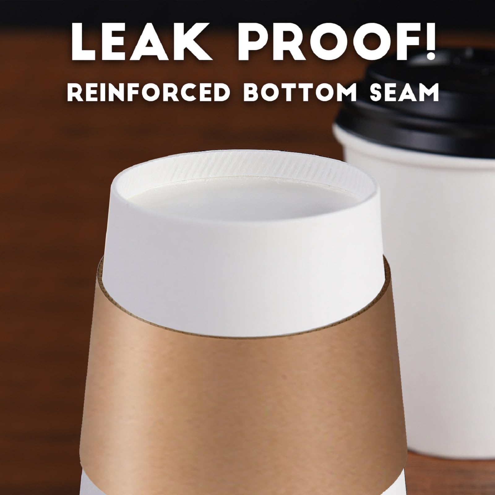12 oz Disposable Paper Coffee Cups with Lids & Sleeves (120 Pack) - Hot/Cold Beverage Drinking Cups for Coffee, Tea, Juice, Water - Perfect for Home, Office, Cafes, Restaurants & Takeout