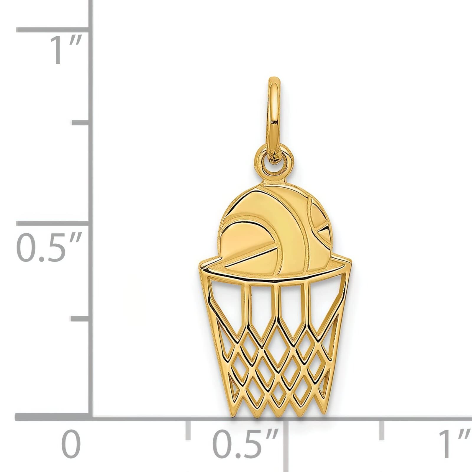 14K Gold Basketball in Net Charm Pendant Necklace - Elegant Sports Jewelry for Basketball Lovers, Gifts for Players & Fans, Game Day Accessories