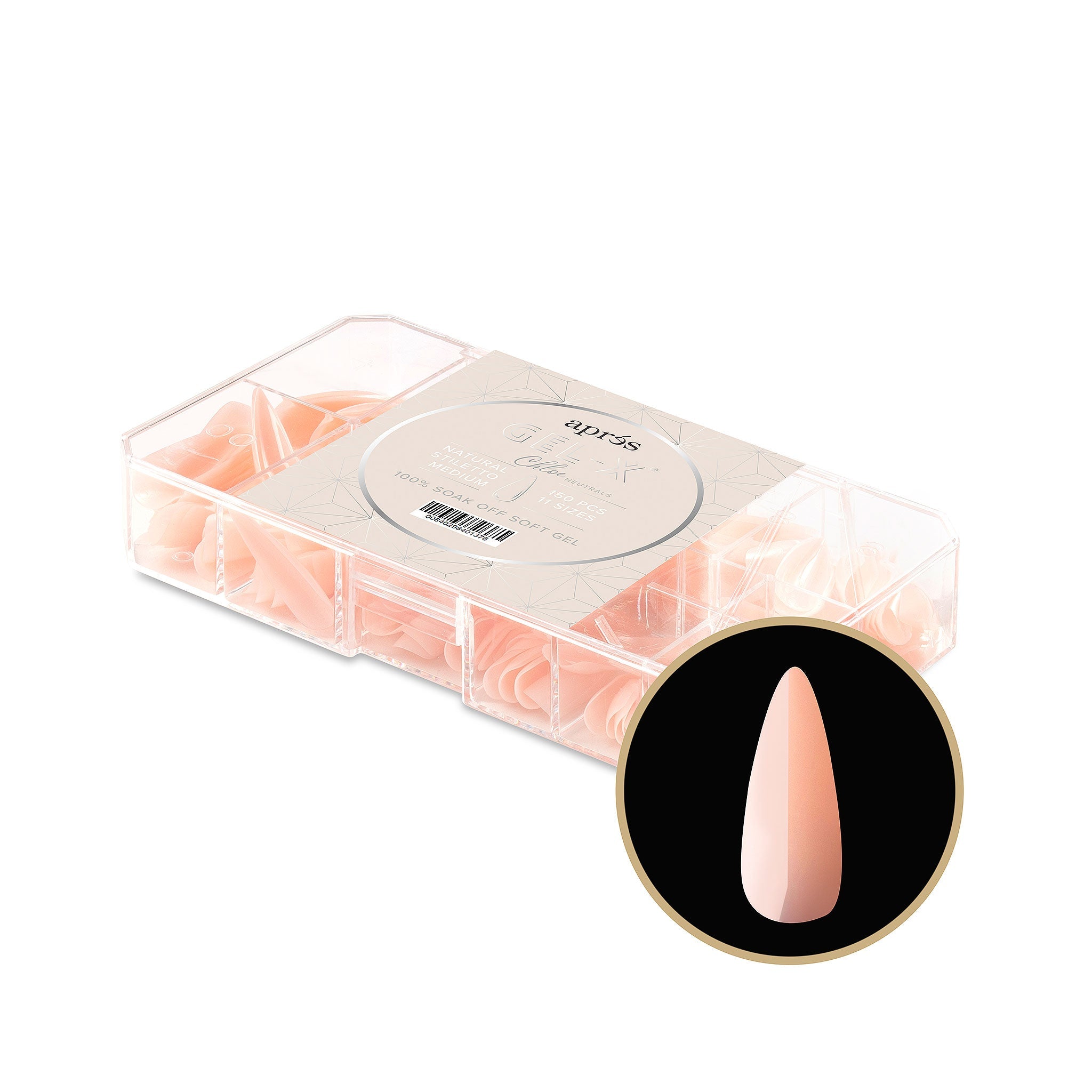 Apres Neutrals Gel X Tips 2.0 - Chloe Natural Stiletto Medium (150 Pcs) | Professional Nail Extension Kit for Salon & Home Manicure | Perfect for Special Occasions & Daily Wear