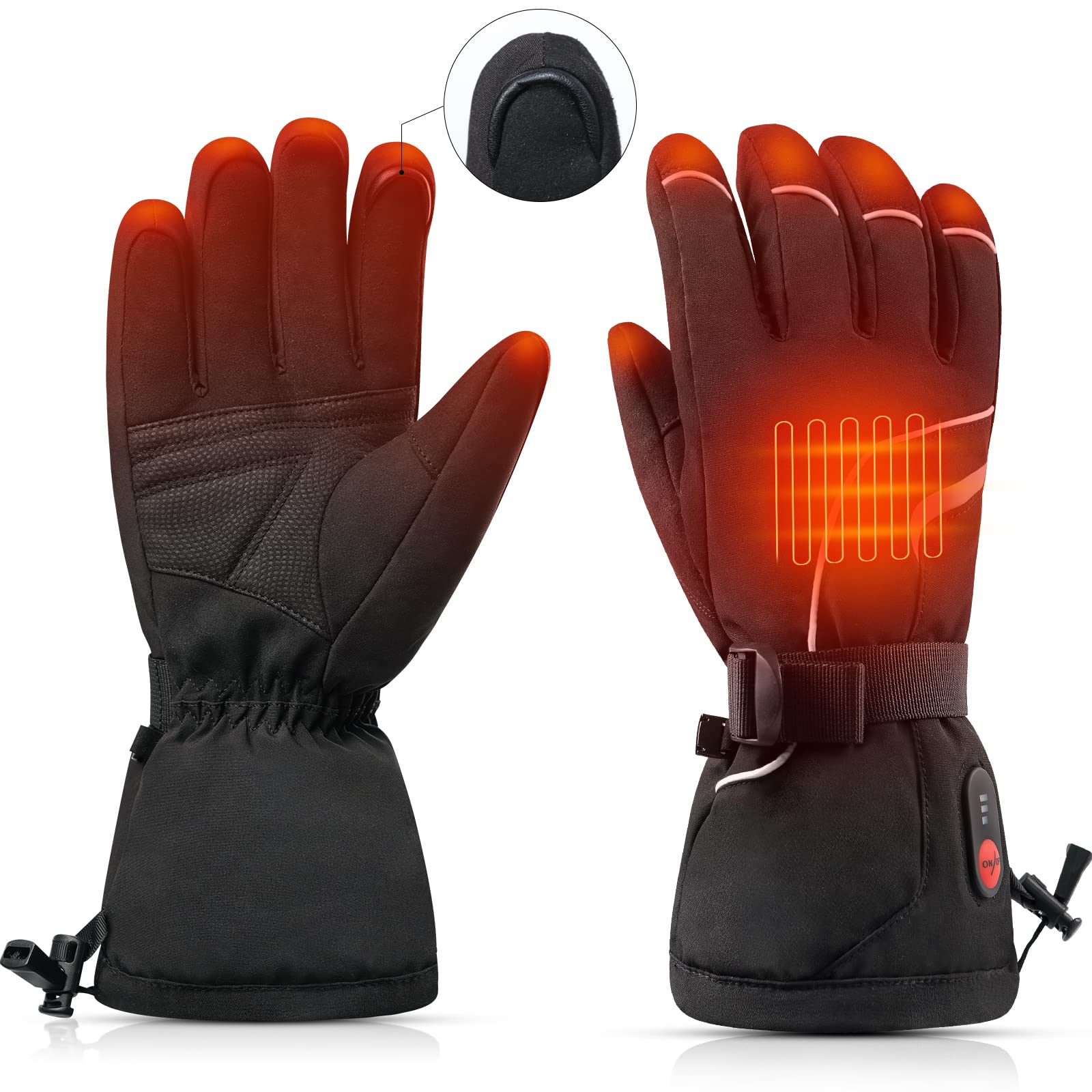Heated Gloves for Men & Women - Rechargeable Battery Electric Winter Gloves, Waterproof Motorcycle & Skiing Gloves for Snowmobile, Cold Weather - Perfect Gift for Outdoor Activities & Winter Sports