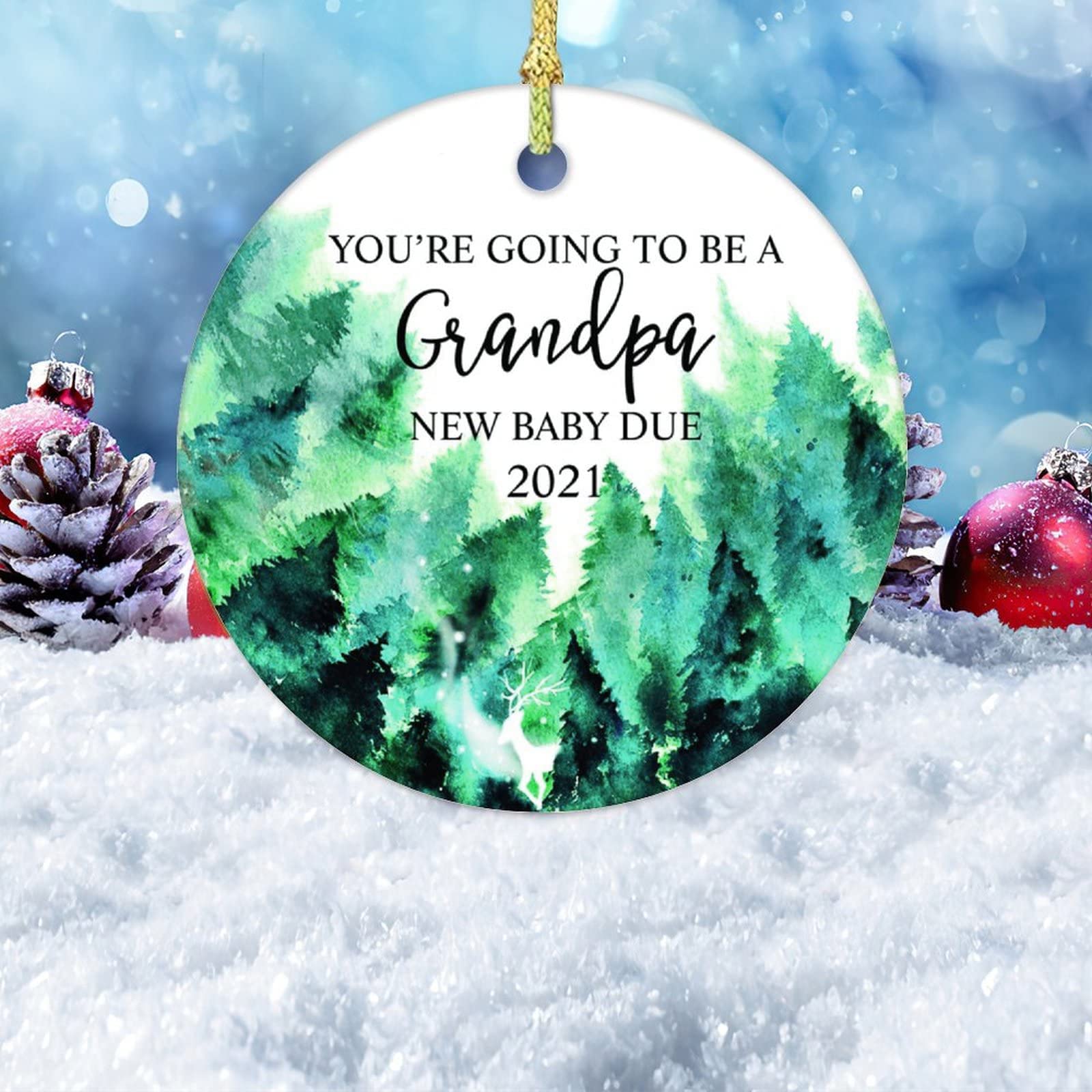 2021 Christmas Ornament for New Grandfather - 'You're Going to Be a Grandpa' Pregnancy Announcement Keepsake - Perfect for Baby Shower Gifts & Holiday Decor