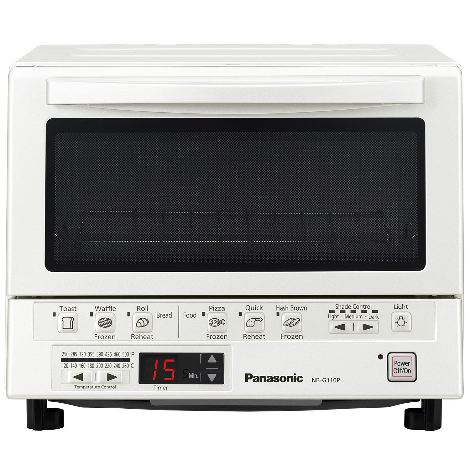 Panasonic FlashXpress Toaster Oven - 4-Slice Countertop Oven with Double Infrared Heating, 6 Auto Cook Functions & Precise Temp Control, 1300W (White, NB-G110-W) - Perfect for Baking, Broiling, Toasting & Reheating Meals in Small Kitchens, Dorms or Offices