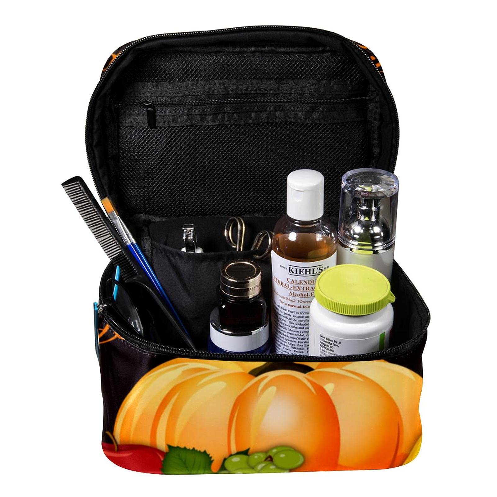 Pumpkin Makeup Bag Large Cosmetic Case for Women - Travel & Toiletry Organizer
