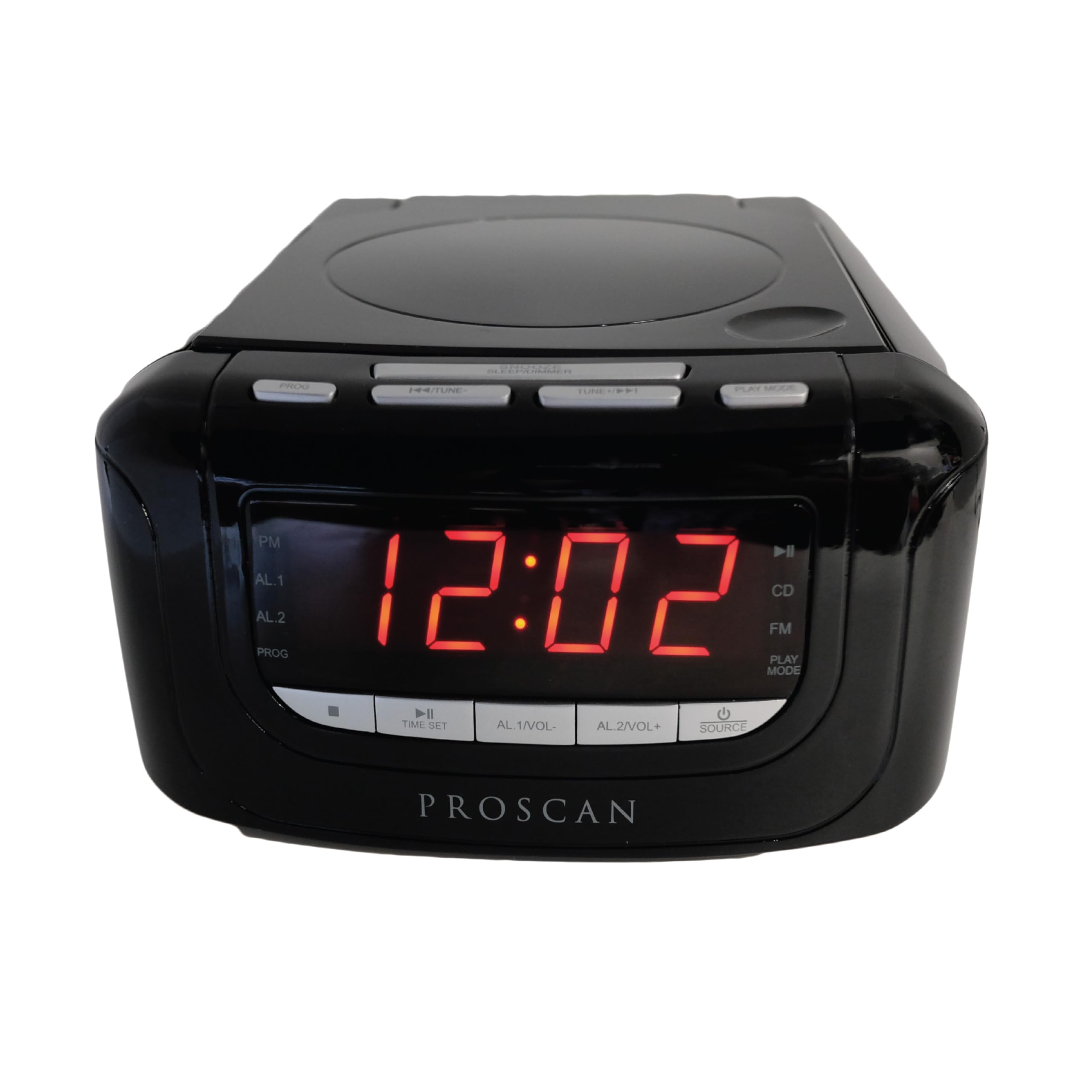 Sylvania SCR4986 Digital Alarm Clock Radio with CD Player, USB Charging Port & AM/FM Tuner - Black | Bedroom, Office, Dorm Essential for Music & Wake-Up