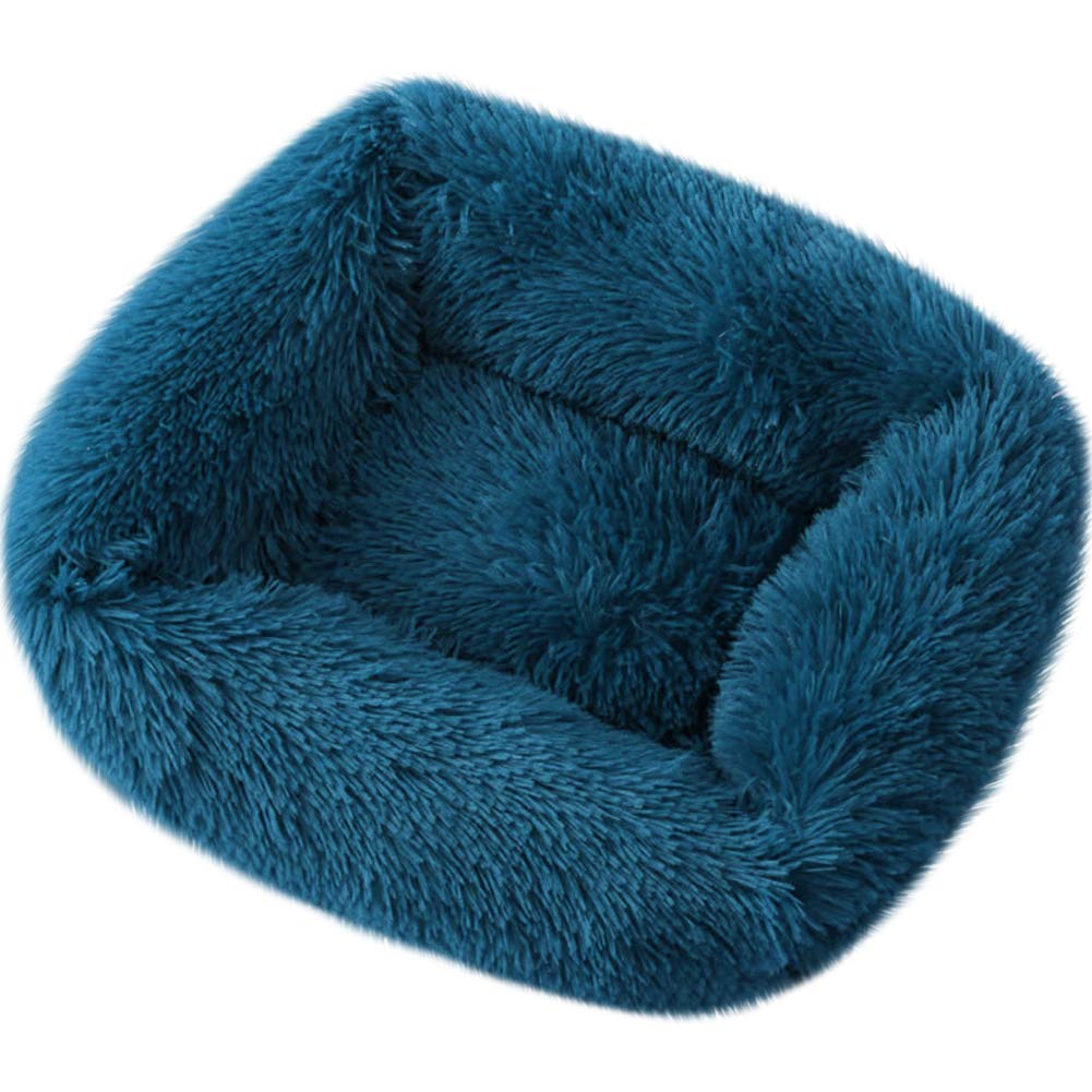 La La Pet® Donut Dog & Cat Bed - Cozy Cave Burrow Bed with Self-Warming Plush Cushion for Calming Comfort - Perfect for Small & Medium Pets (Blue) - Great for Anxiety Relief, Winter Warmth & Improved Sleep