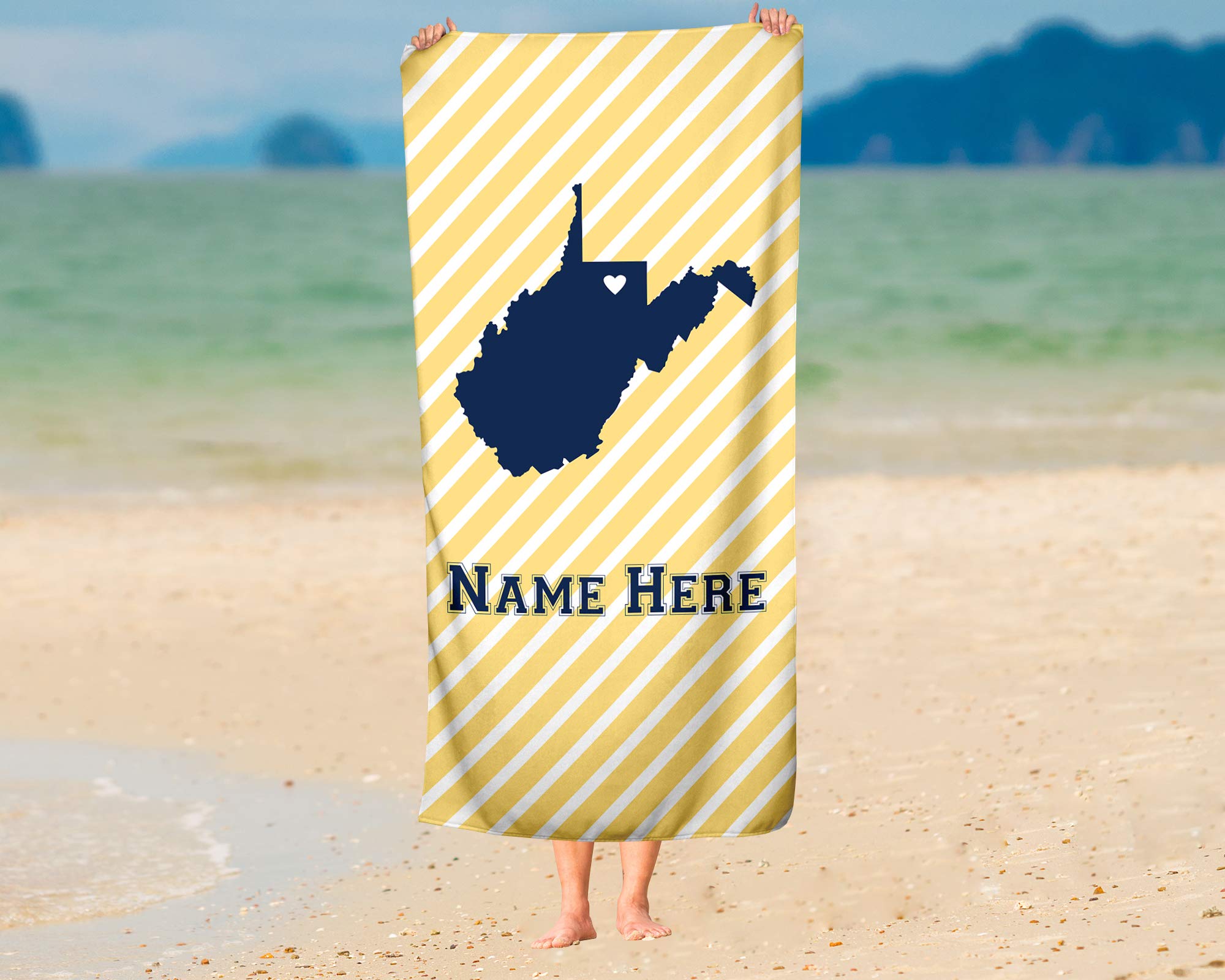 Custom Virginia State Pride Beach & Bath Towel - Personalized Medium & Large Towels for Adults & Kids - Perfect for College Football, Basketball Fans, Pool Parties & Beach Vacations