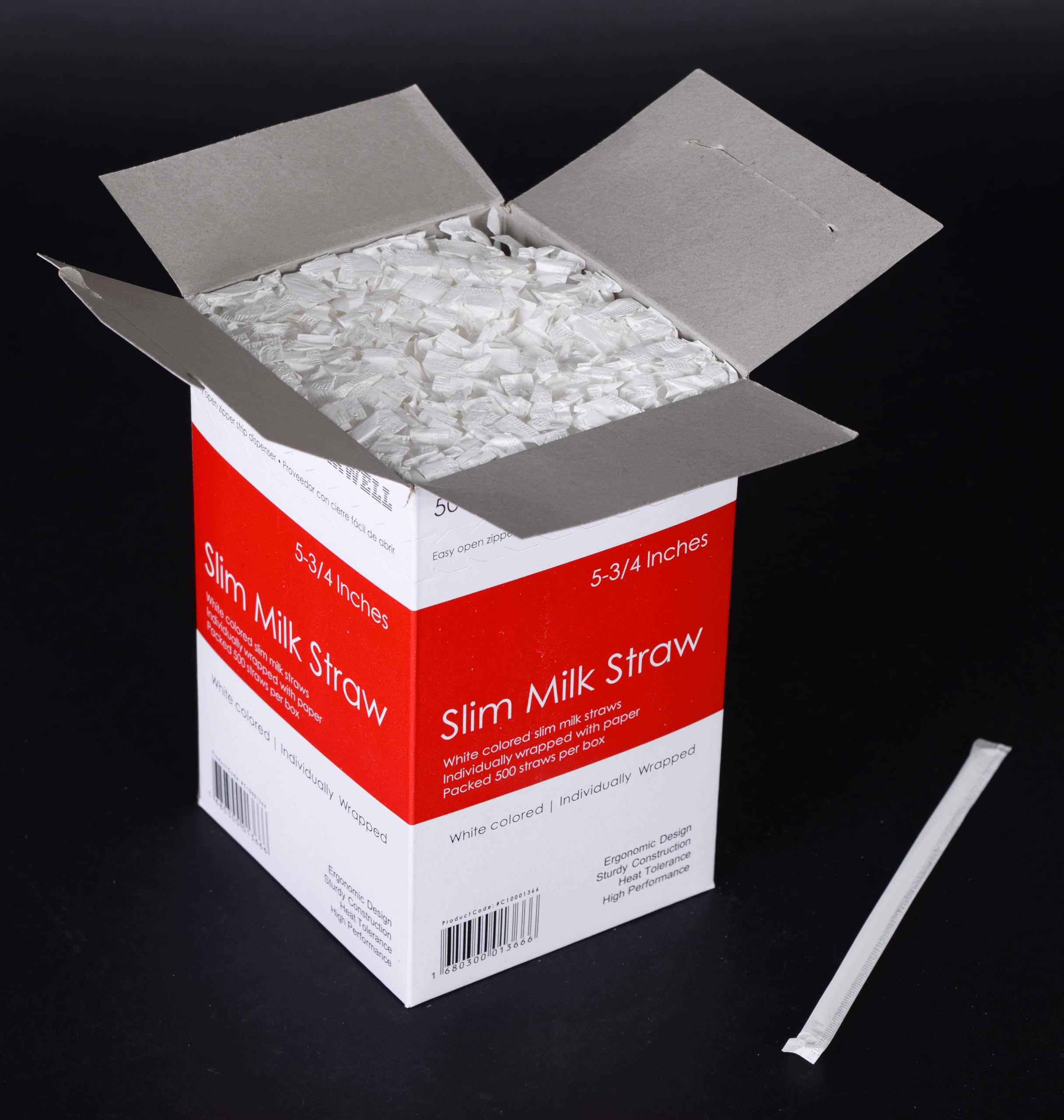 Daxwell Slim Plastic Milk Straws - Individually Wrapped White Drinking Straws 5.75