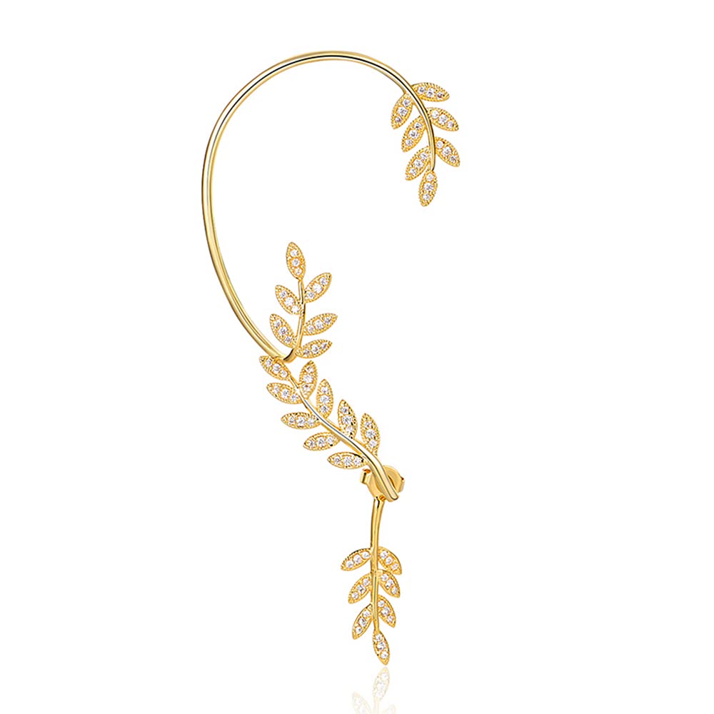 Vercret Gold Cuff Earrings for Women - Adjustable Cartilage Ear Cuff with CZ Stones, No Piercing Wrap Around Ear Clip - Perfect for Parties, Weddings & Everyday Fashion Accessories