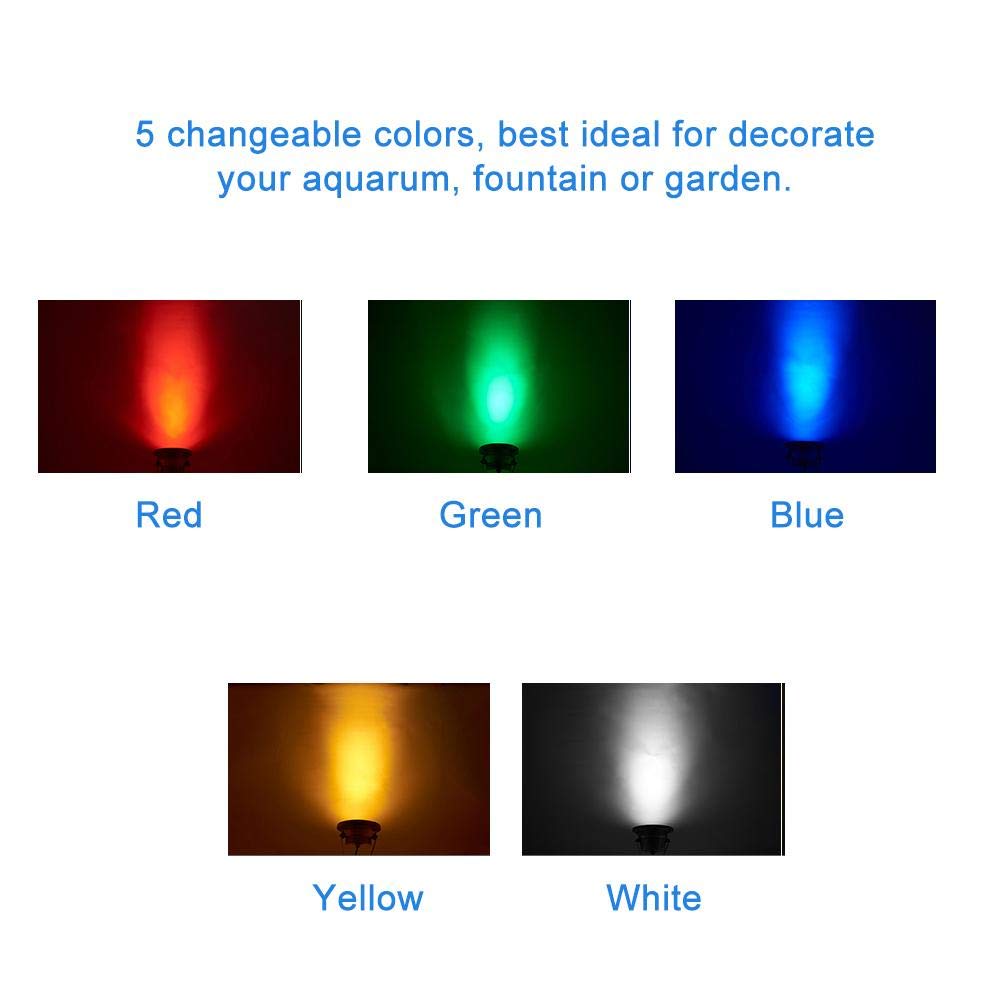 Semme LED Fish Spot Light - 180 Degree Rotatable Mini RGB Submersible Aquarium Light for Fish Tank, Fountain, Pond & Water Garden | Perfect for Nighttime Aquarium Decoration & Outdoor Water Feature Lighting