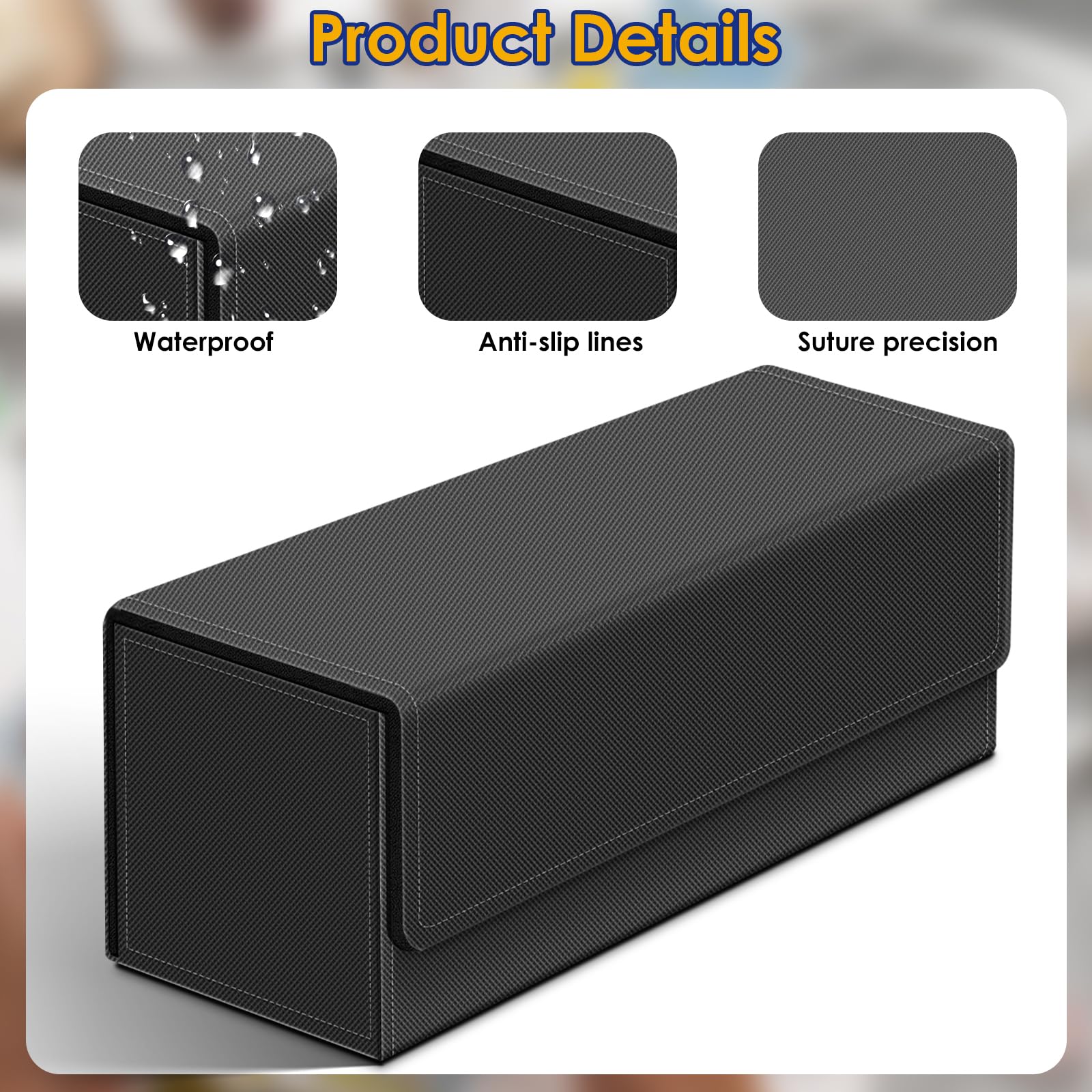 Premium 600-Capacity Leather Trading Card Storage Box with Magnetic Closure - Fits MTG, Pokemon, Sports & Standard Game Cards - Durable Black Deck Case for Collectors & Players - Perfect for Home, Travel & Tournaments