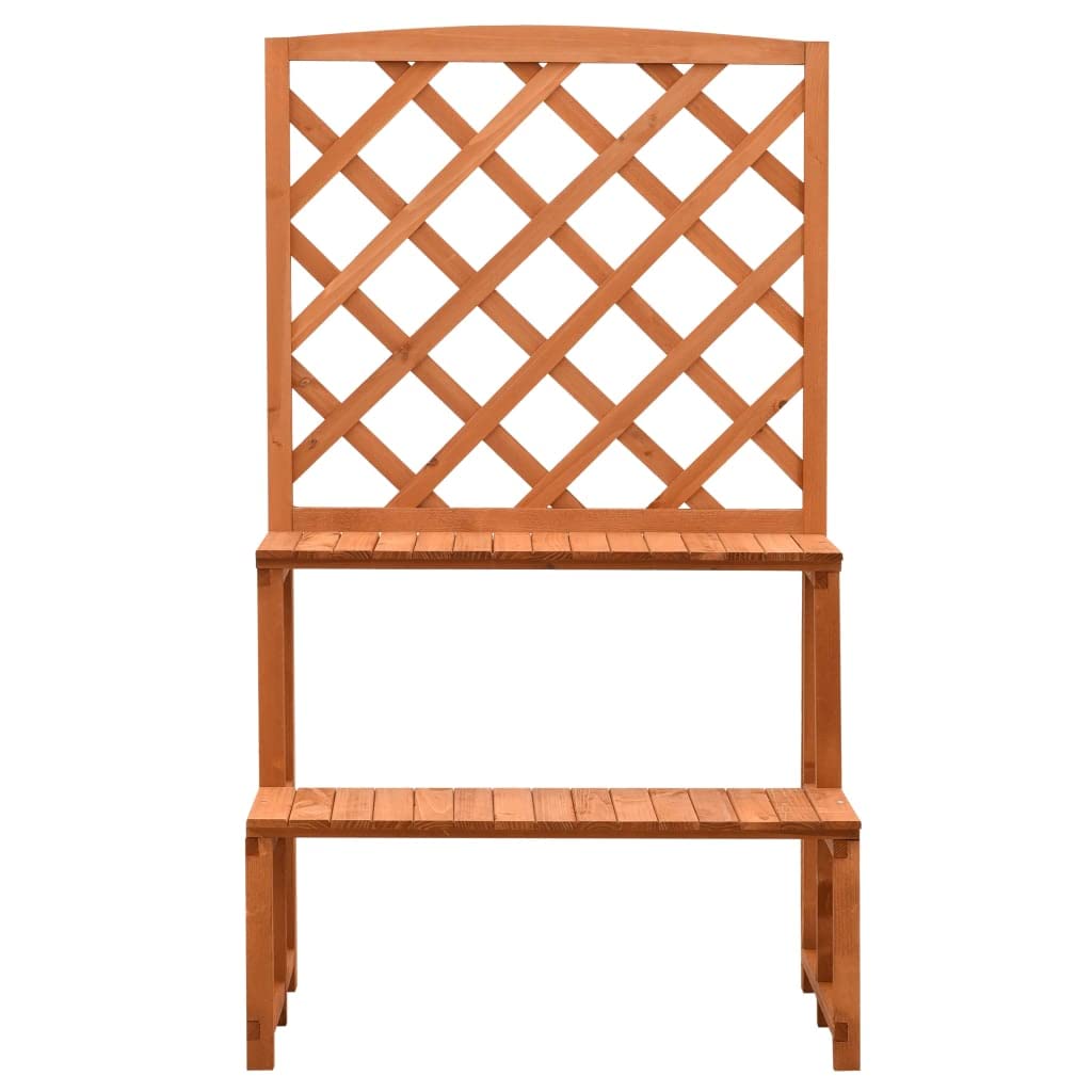 CHARMMA 27.6 Inch Tall Orange Wooden Plant Stand with Trellis - Solid Firwood Indoor/Outdoor Garden Shelf for Climbing Plants, Flowers & Decor (16.5x47.2 Inches, 5.25KG) - Perfect for Balcony, Patio & Home Gardening