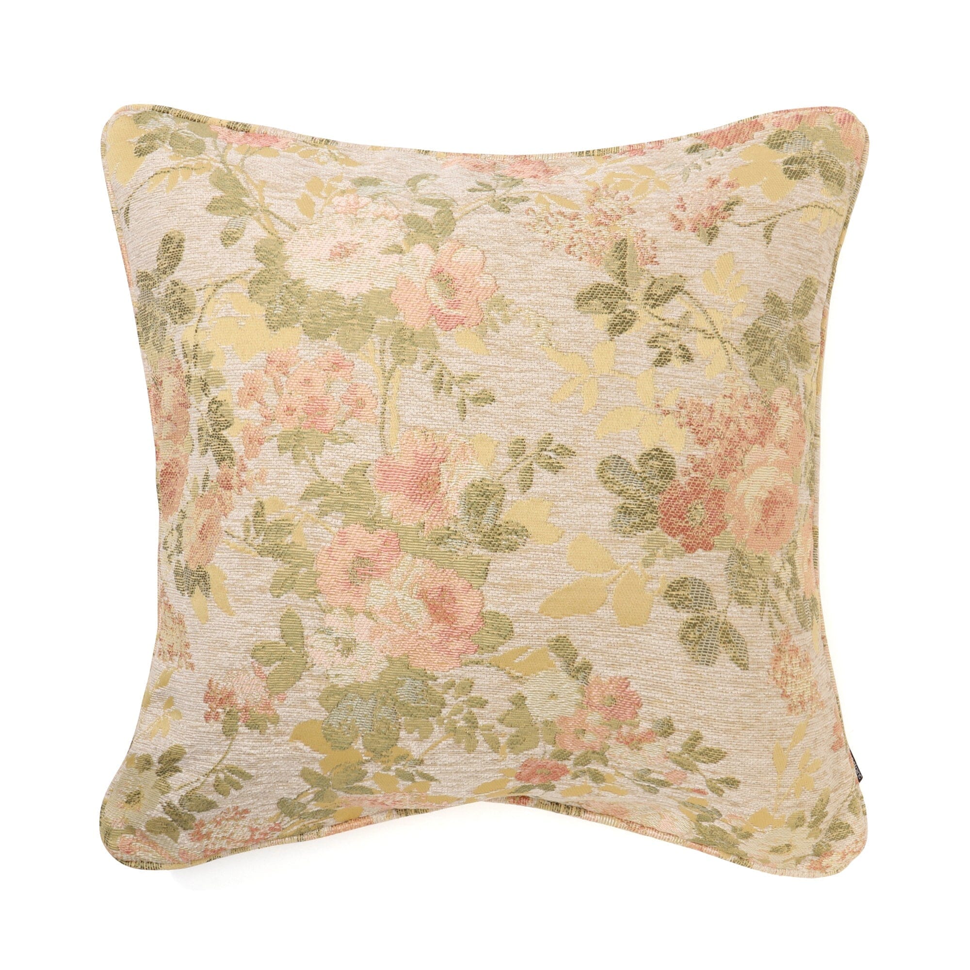 JQ Flower C Cushion Cover 18x18 Inches Beige - Soft Decorative Pillow Case for Sofa, Bed, Chair - Home Decor & Living Room Accessories