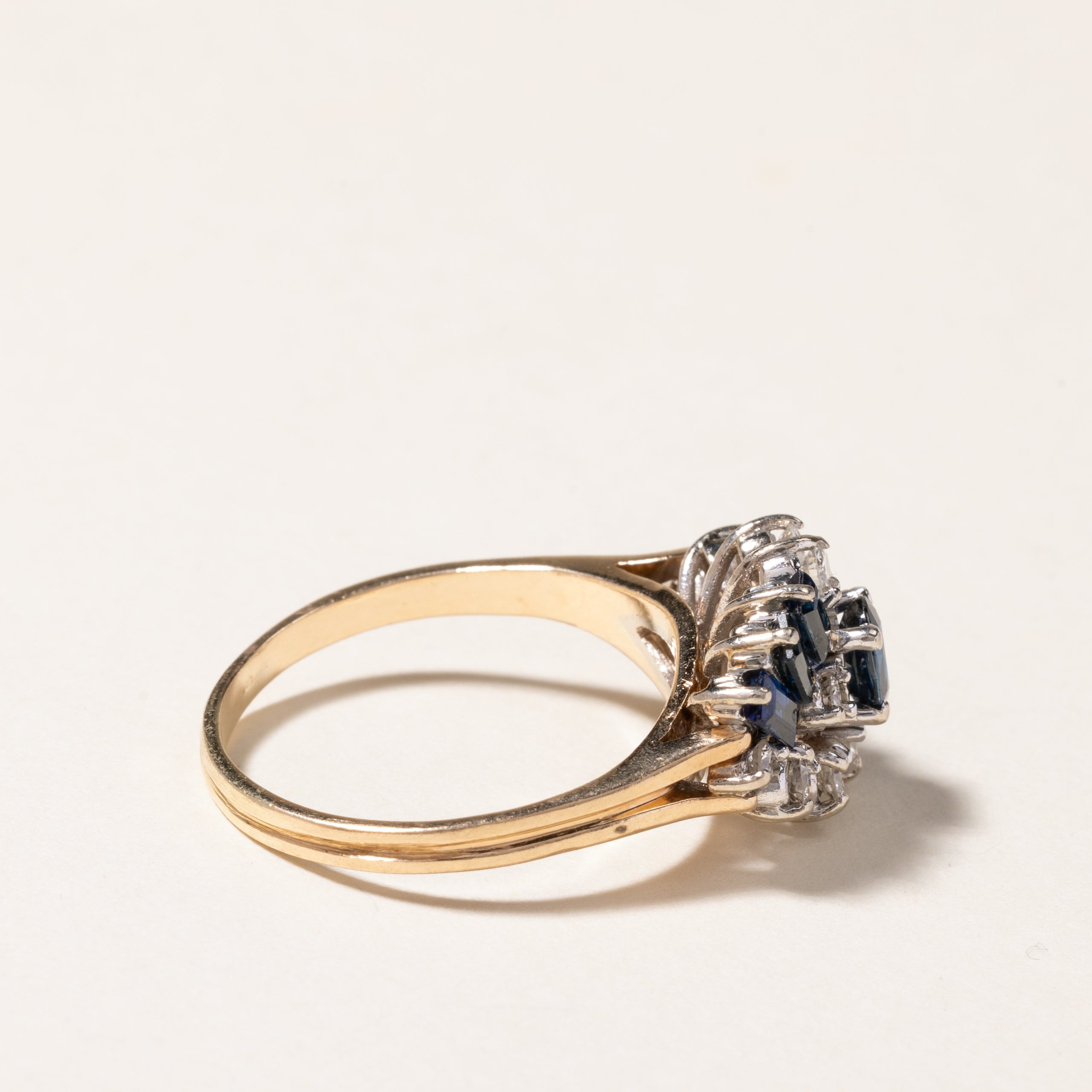 14K White Gold Sapphire and Diamond Cluster Cocktail Ring - 1.03ctw Gemstones, 0.25ctw Diamonds - Size 8 - Elegant Evening Wear & Special Occasion Jewelry Gift