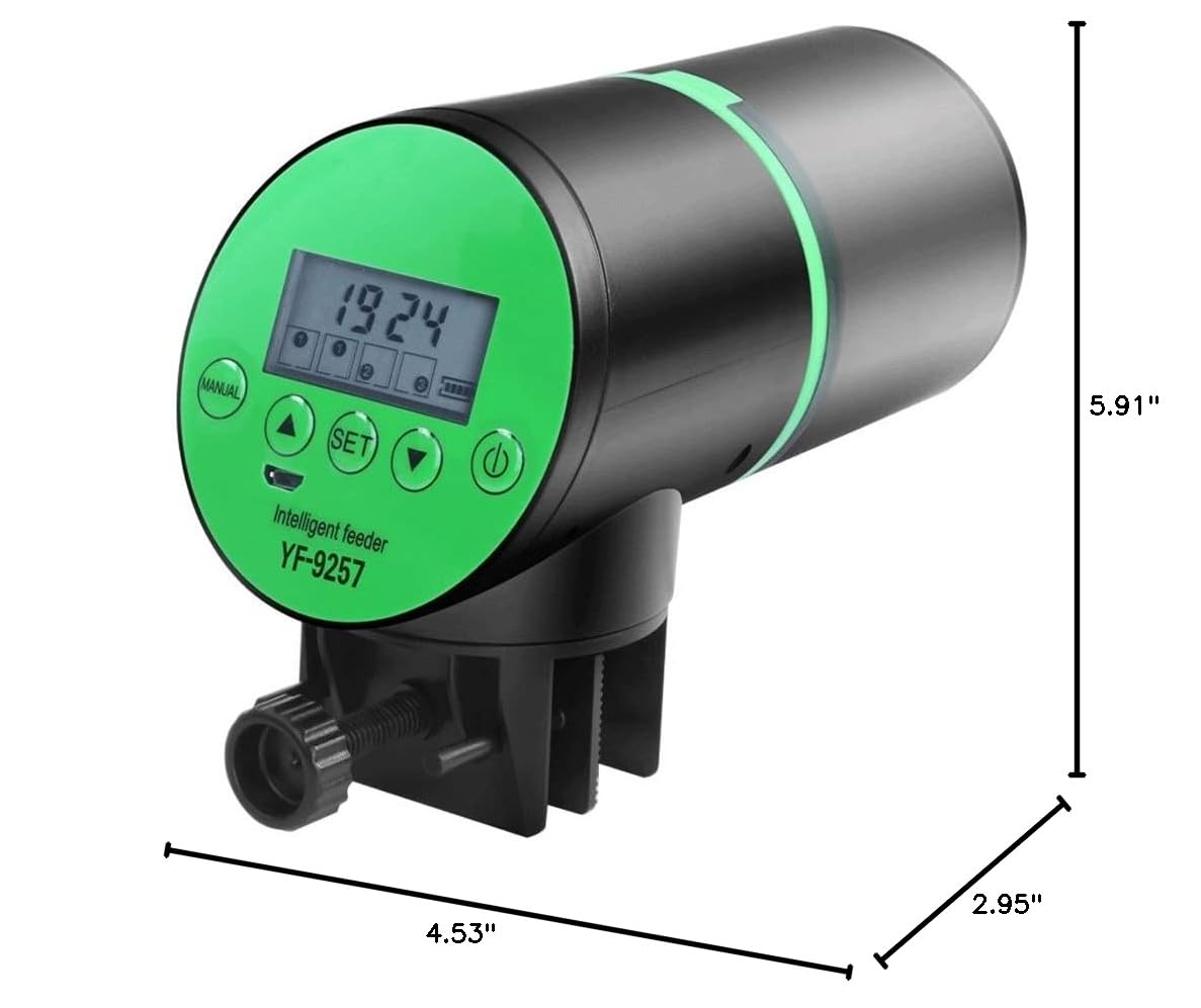 Automatic Fish Feeder with Timer - Rechargeable USB Aquarium Food Dispenser for Freshwater & Saltwater Tanks | Moisture-Proof Design for Indoor/Outdoor Use | Perfect for Vacation & Daily Feeding