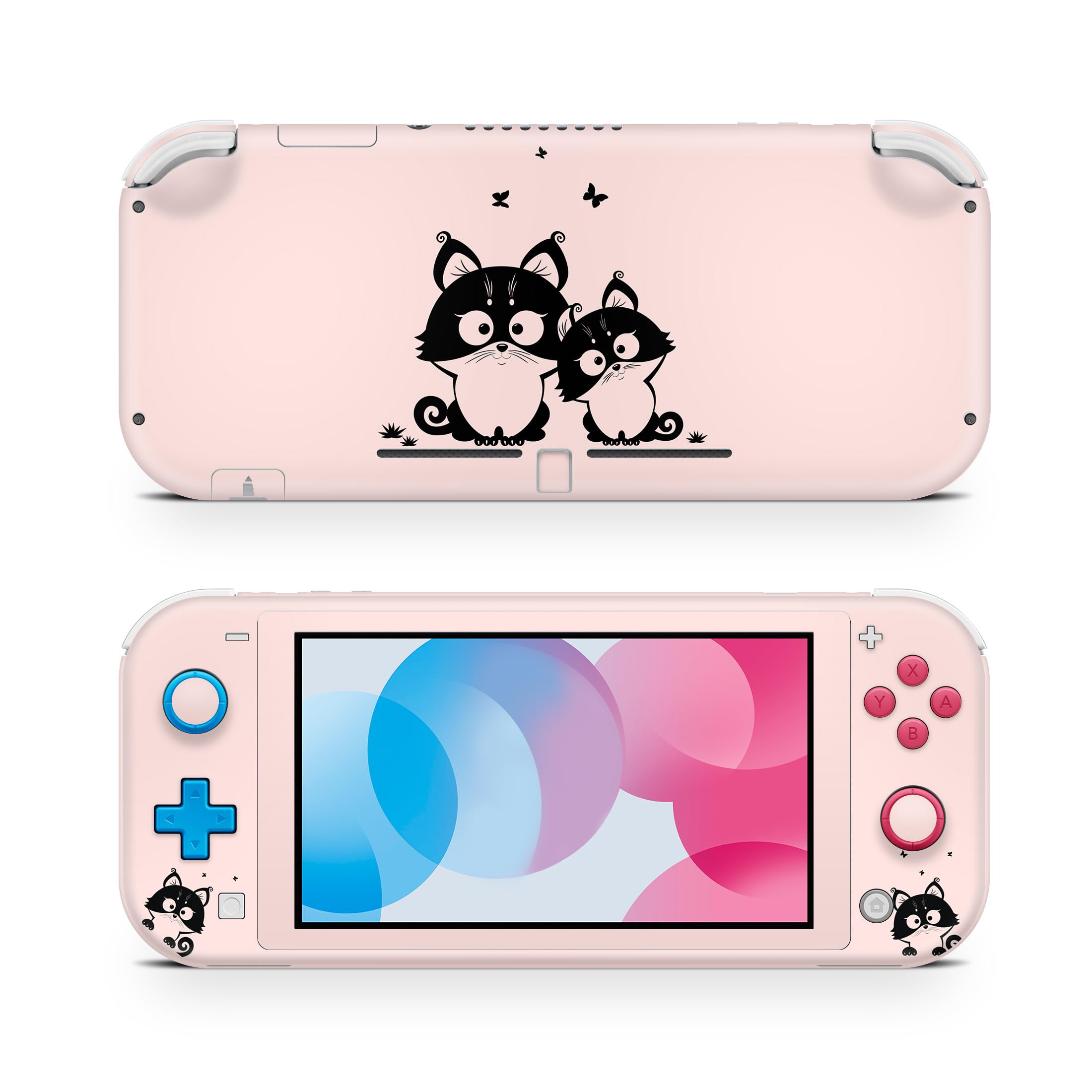 ZOOMHITSKINS Nintendo Switch Lite Skin - Cute Anime Kawaii Tanuki Pink Black Pastel Design | 3M Vinyl Protective Cover | Durable & Perfect Fit | Easy to Install | Made in USA | Great for Gaming Protection & Personalization
