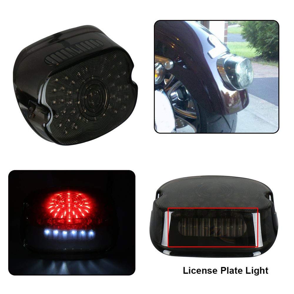 Smoke LED Motorcycle Tail Light for Harley Davidson - Compatible with Sportster, Dyna, Electra Glide, Road King, Low Rider, Softail & Night Train - Waterproof Brake Light for Night Riding & Custom Bike Builds