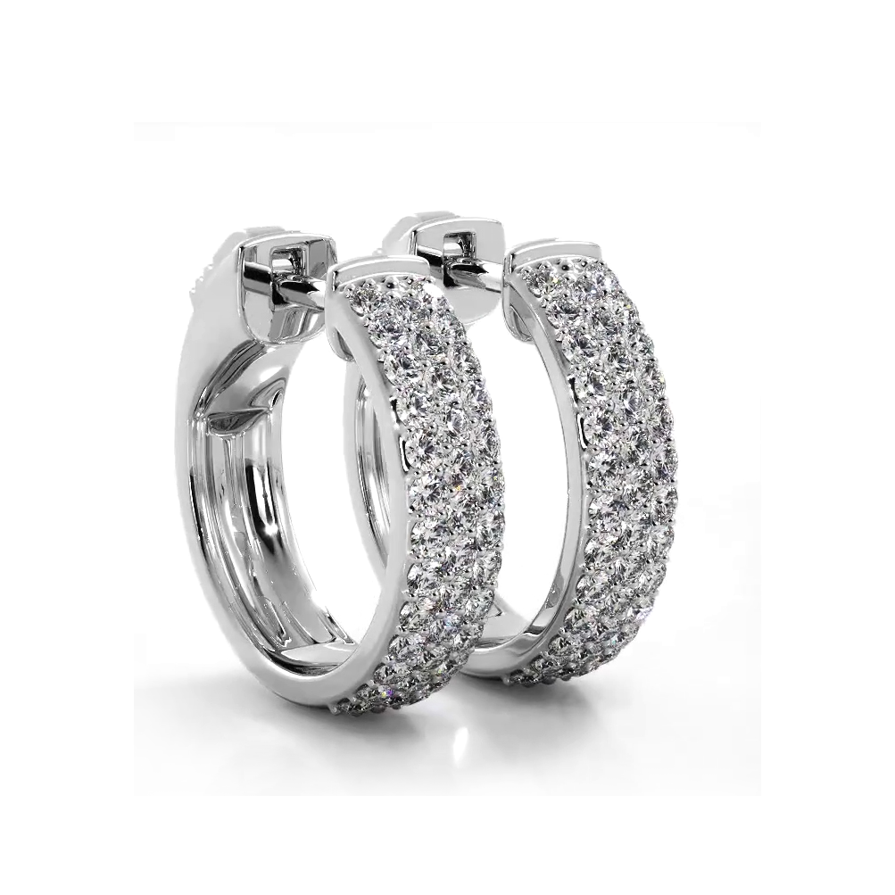 0.70 ctw Three Row Huggie Diamond Hoop Earrings for Women - 14K Gold Plated Cubic Zirconia Huggie Hoops - Perfect for Everyday Wear, Parties & Special Occasions
