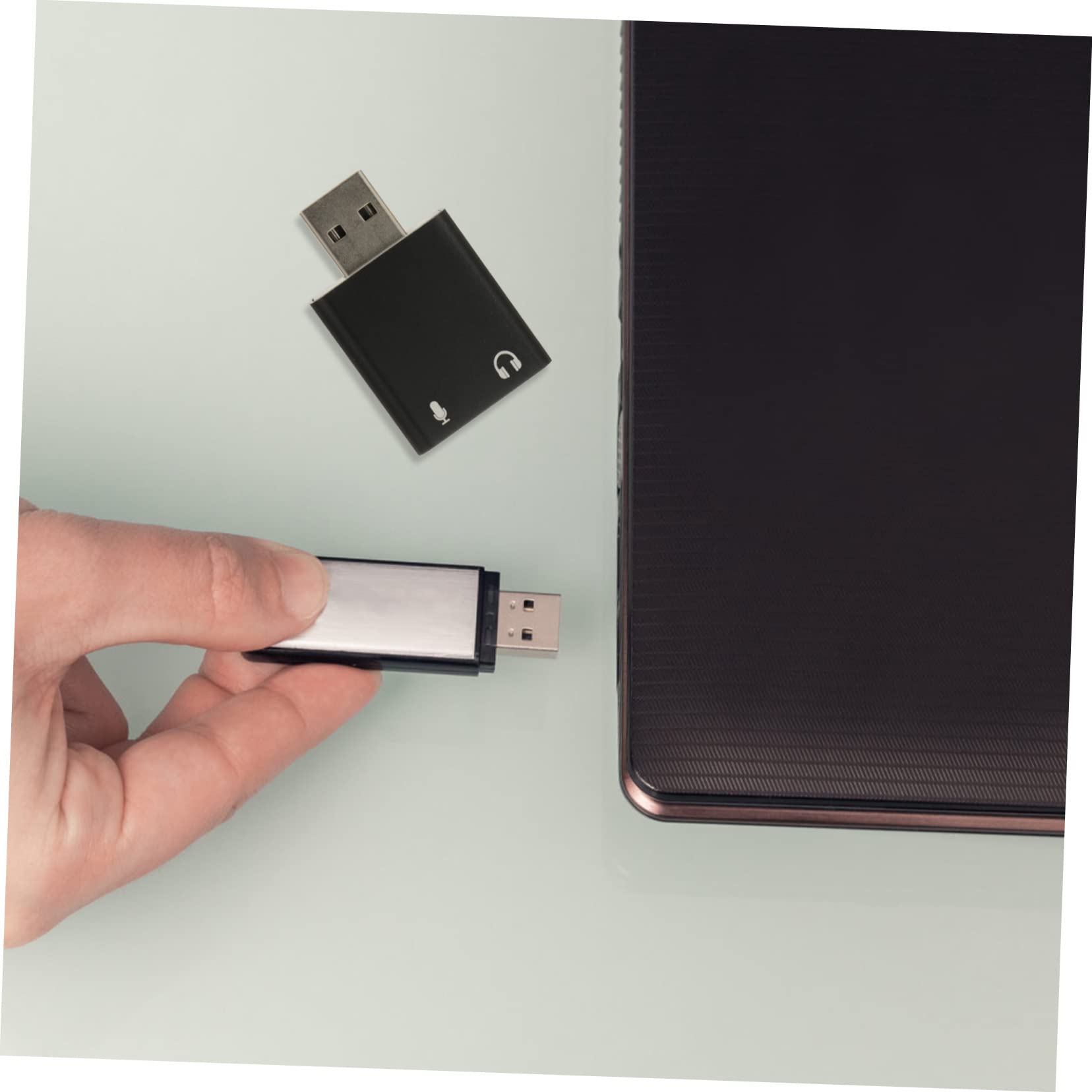 Uonlytech USB External Sound Card Adapter - Mini Stereo Sound for Laptop & Headphones - Portable Aluminum Alloy Design for Gaming & Calls