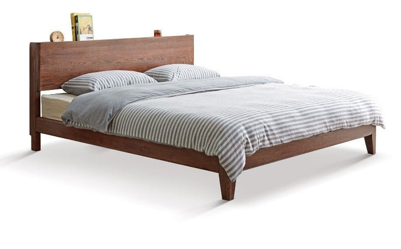 Solid Oak Wood LED Bed Frame with Built-in Lighting - Perfect for Modern Bedrooms, Guest Rooms, and Cozy Home Decor