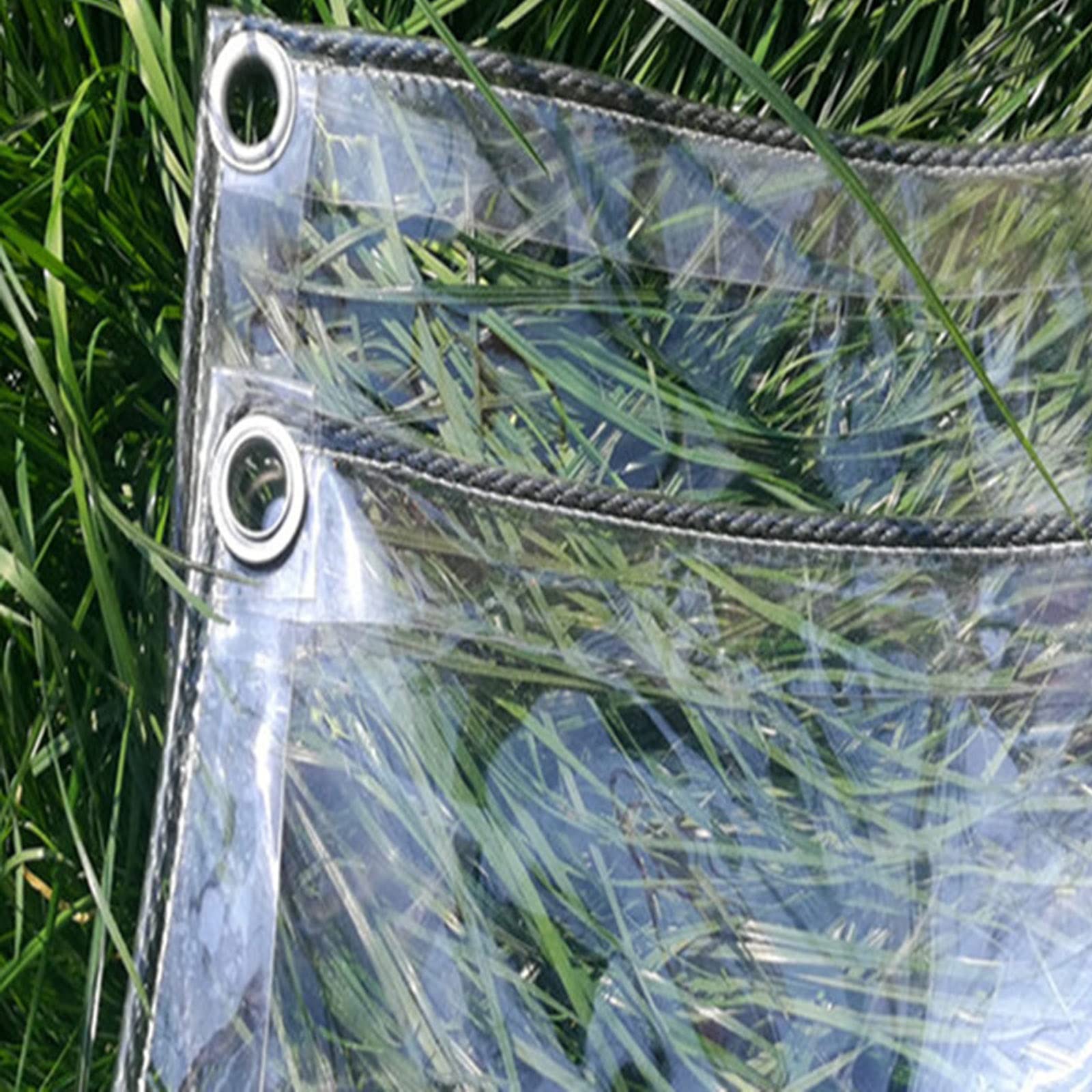 Heavy Duty Clear PVC Waterproof Tarpaulin with Eyelets - Rainproof, Cold Protection Transparent Tarp for Greenhouse, Plant Covers, Outdoor Furniture Protection, and Camping Shelter