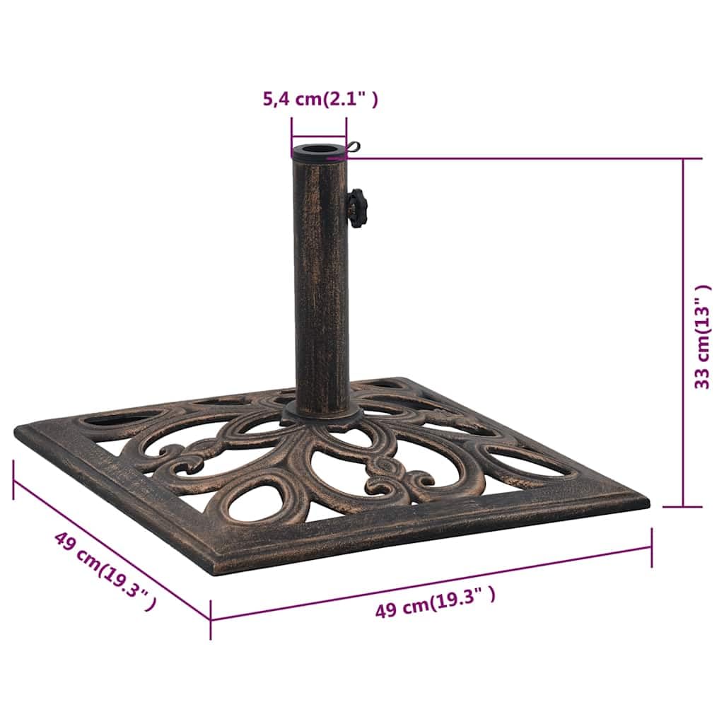 Heavy Duty 26.5 lbs Bronze Cast Iron Umbrella Base - 19.3 Inch Outdoor Patio Weight for Market Umbrellas | Perfect for Poolside, Garden, Deck, and Backyard Use