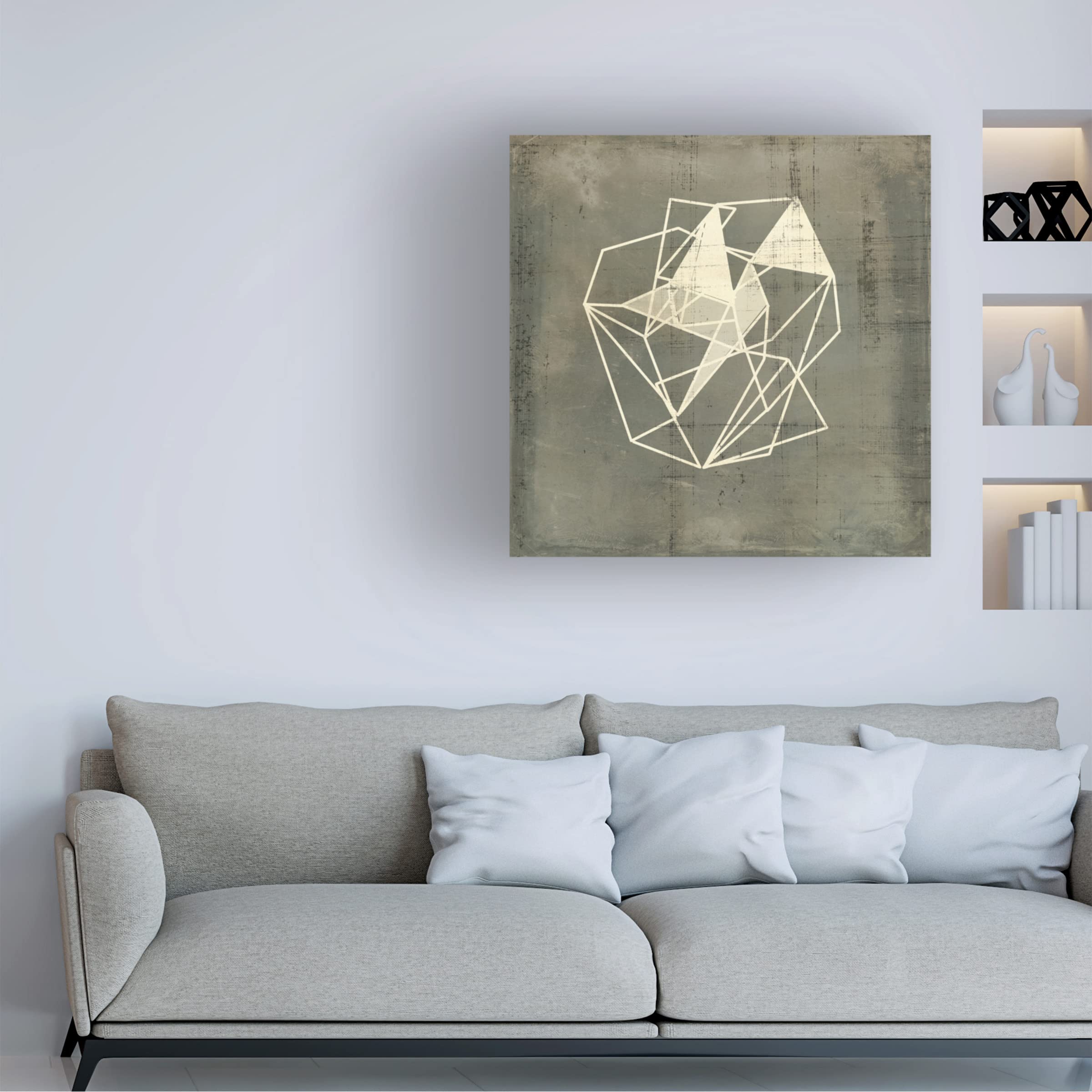 Jennifer Goldberger 'Geomolecule Blueprint IV' Canvas Wall Art Print - Modern Abstract Painting for Living Room, Bedroom & Office Decor