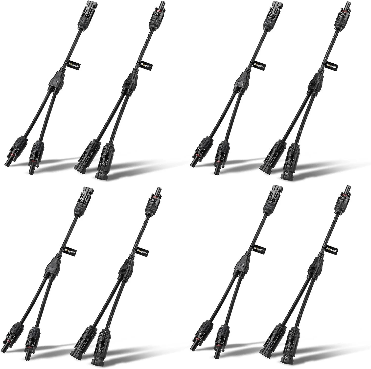 BougeRV Solar Connectors Y Branch Parallel Adapter Cable Wire - 10 AWG Solar Panel Extension Cable for RV, Boat, Off-Grid Power Systems | Weatherproof & Durable Solar Energy Connectors